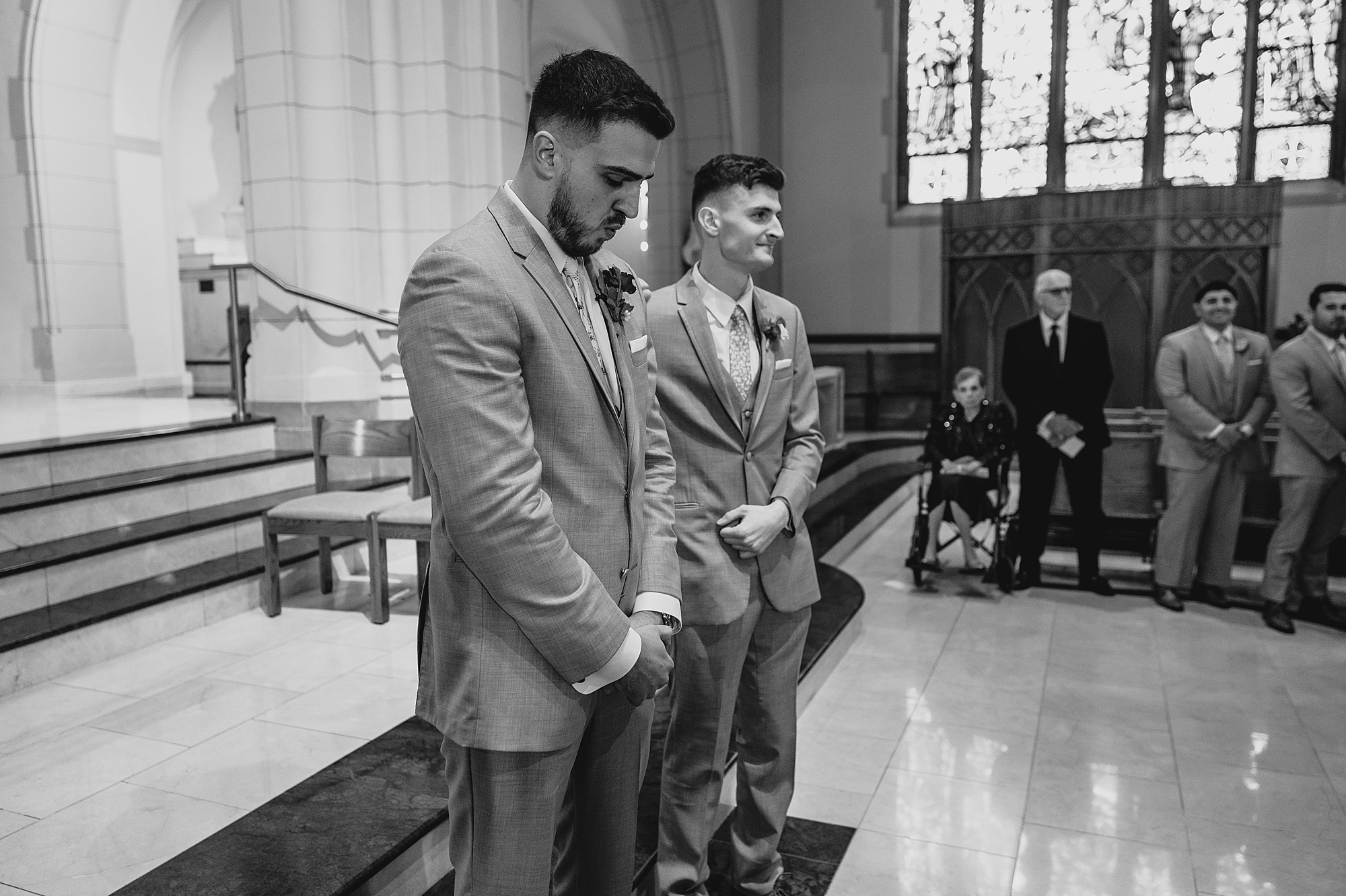 groom cries during traditional church ceremony in New Jersey
