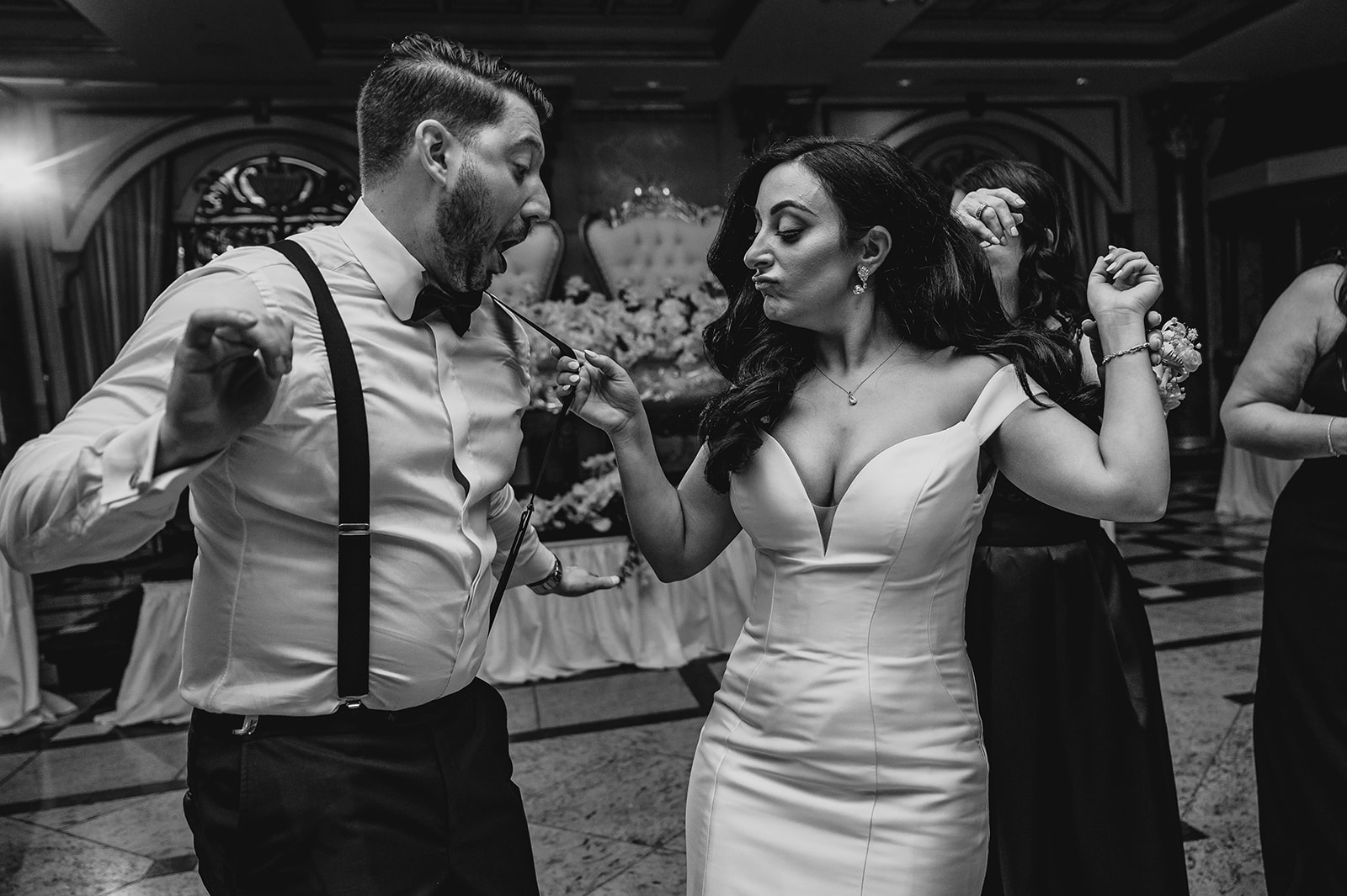 bride dances with groom during NJ wedding reception