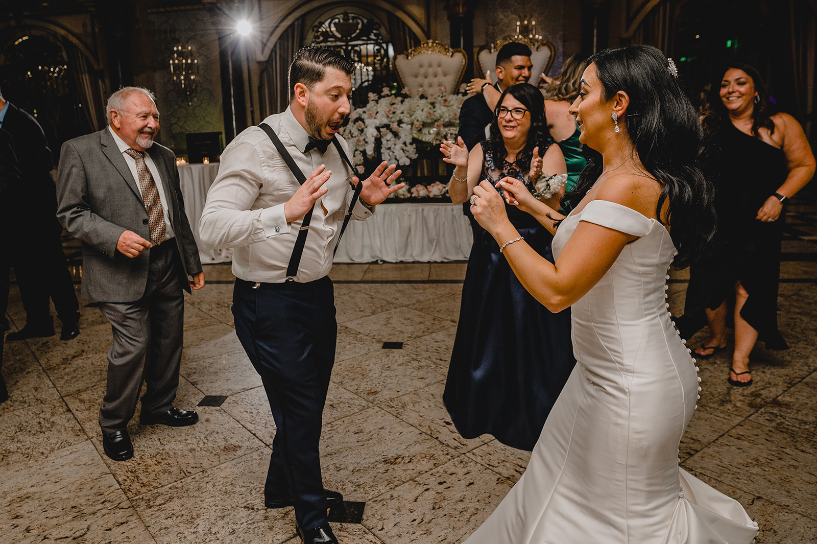 bride dances with groom during NJ wedding reception
