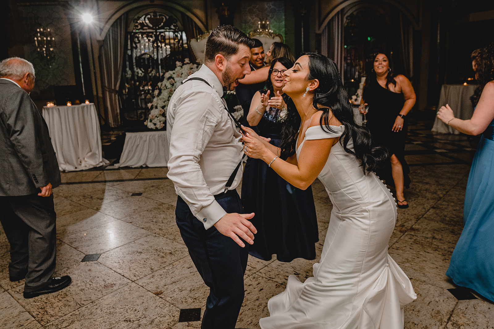bride dances with groom during NJ wedding reception