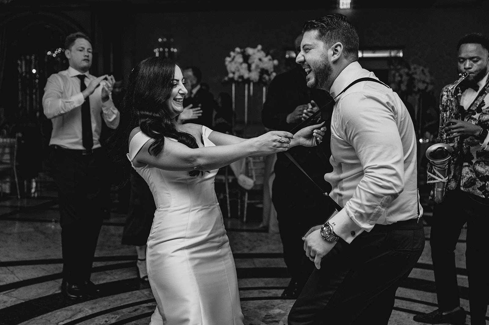 bride dances with groom during NJ wedding reception