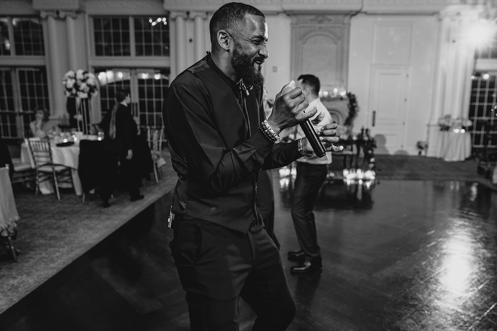 man performs during NJ wedding reception