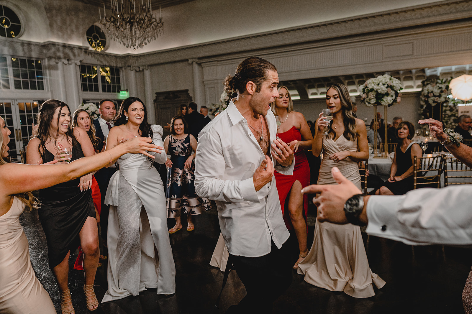 guests dance during NJ wedding reception