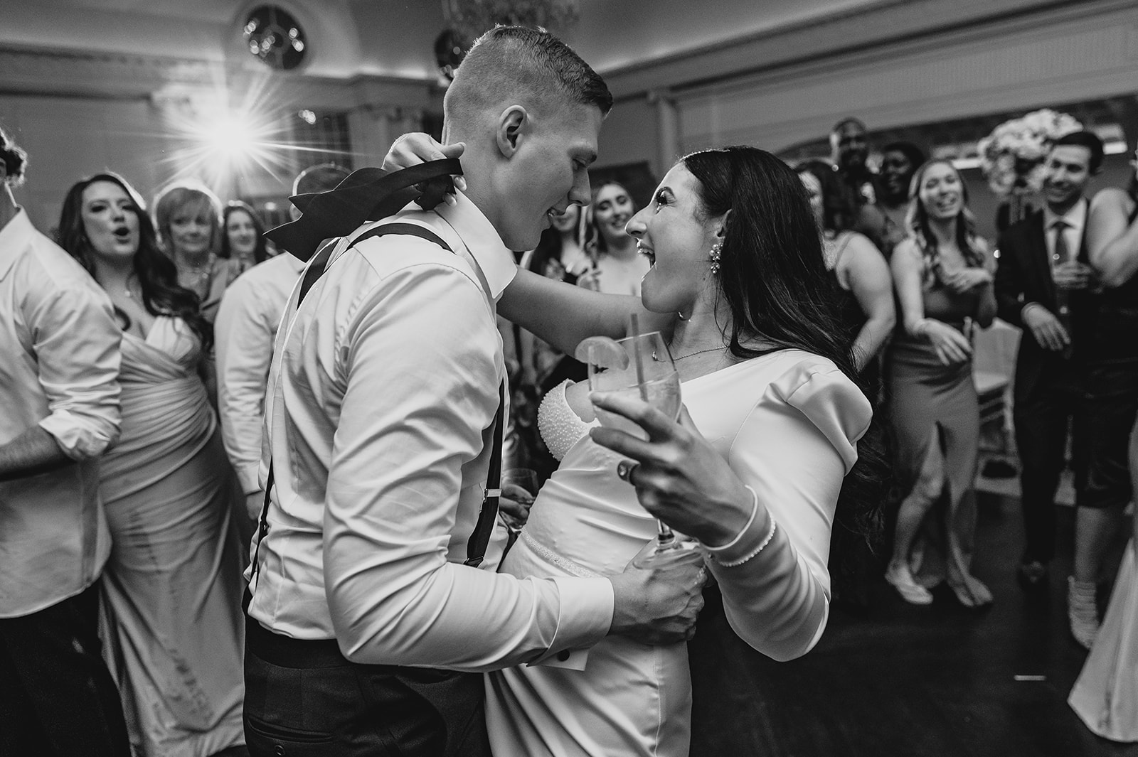 bride and groom dance together during NJ wedding reception