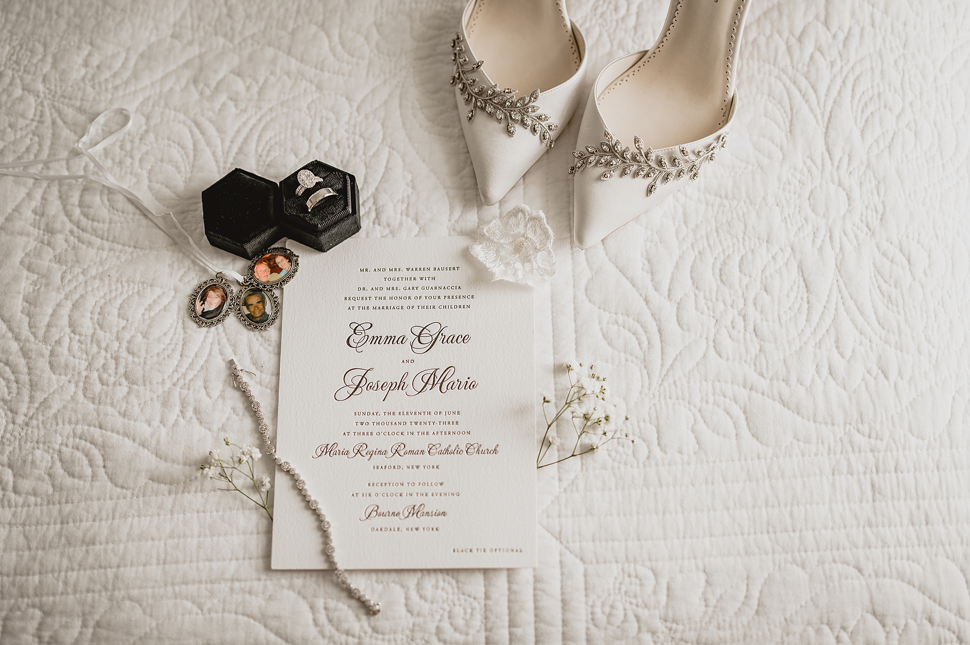 invitation suite for elegant wedding at Bourne Mansion