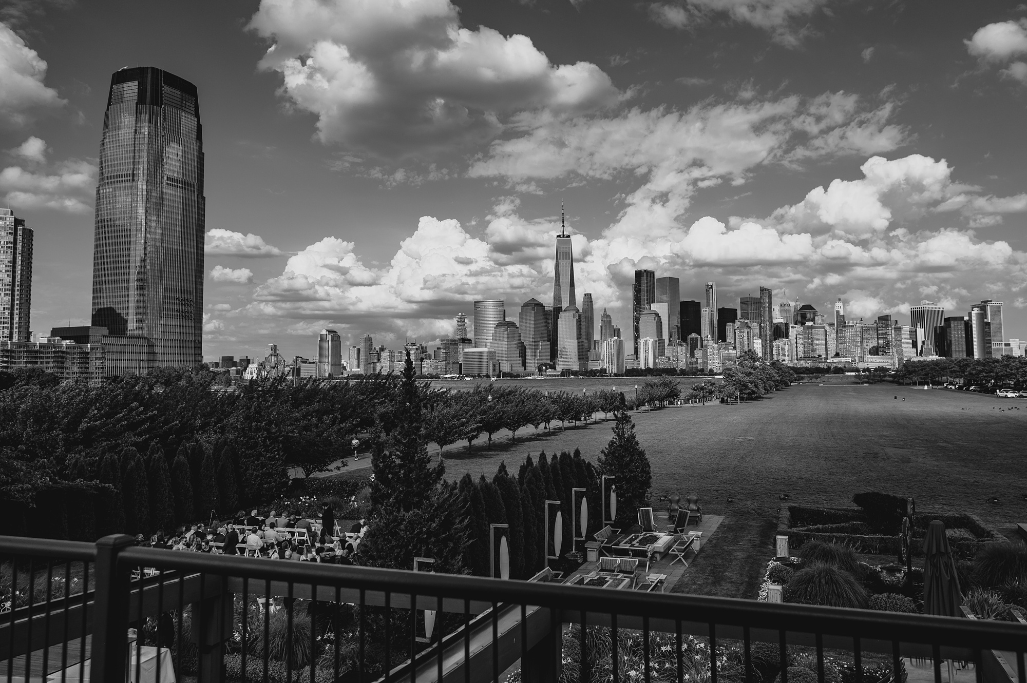 view of NYC skyline from the Liberty House