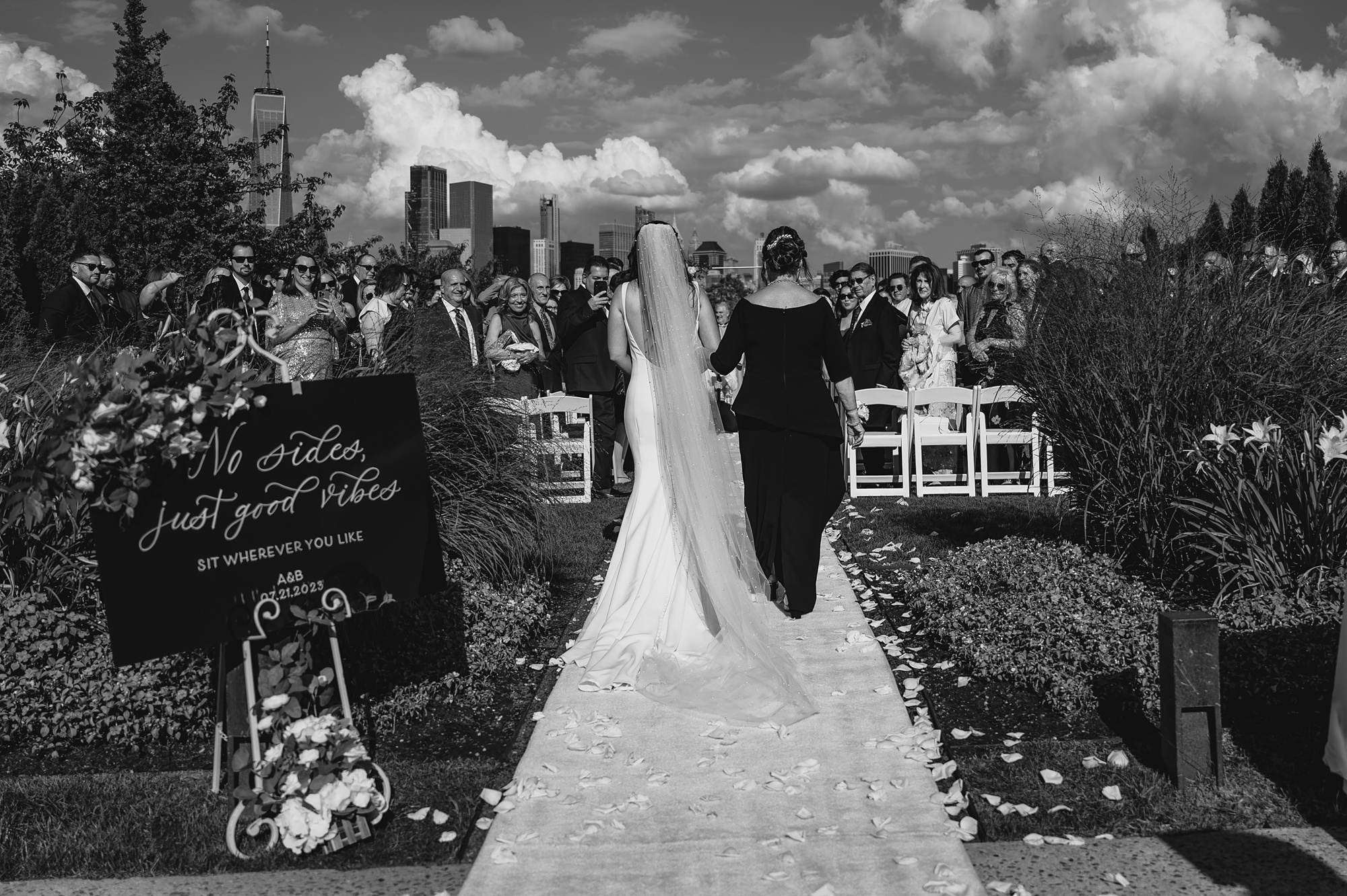 mother walks bride down the aisle at the Liberty House