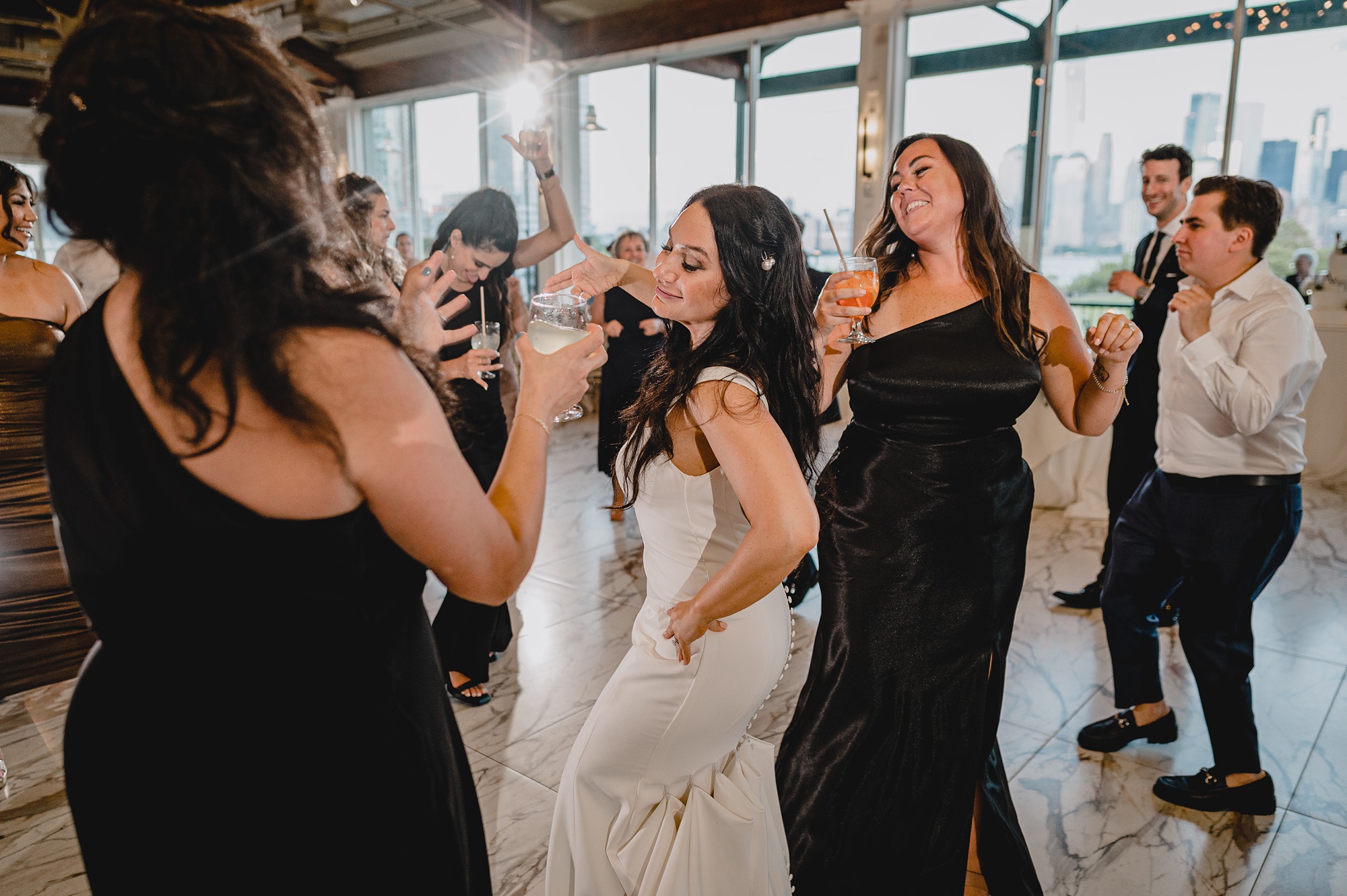 wedding guests dance during reception at the Liberty House