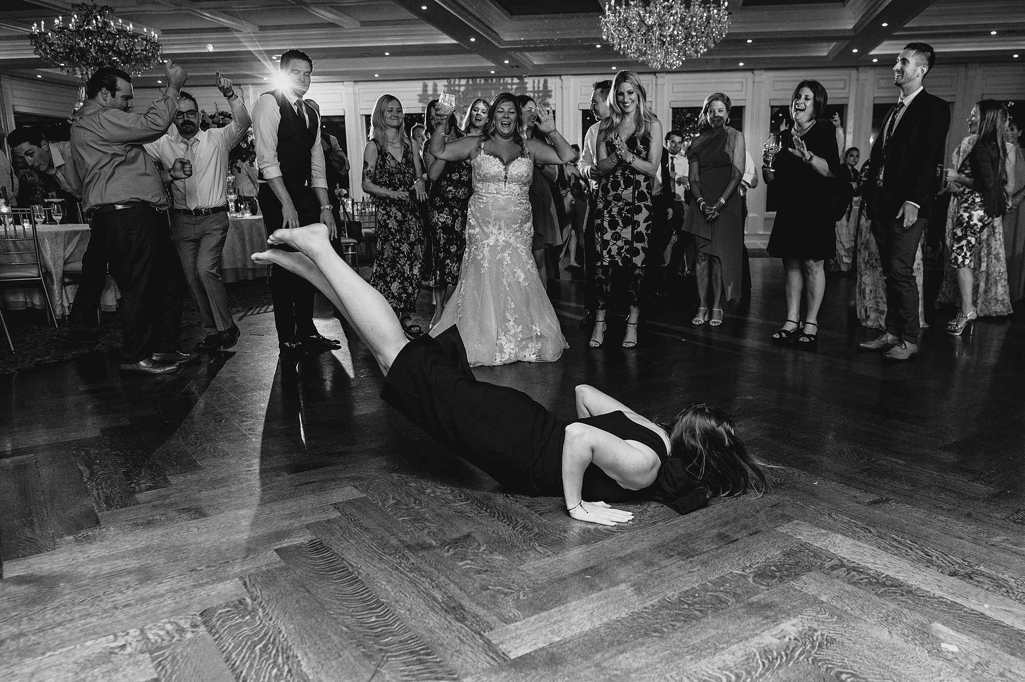 wedding guest does the worm at Spring Lake NJ wedding reception