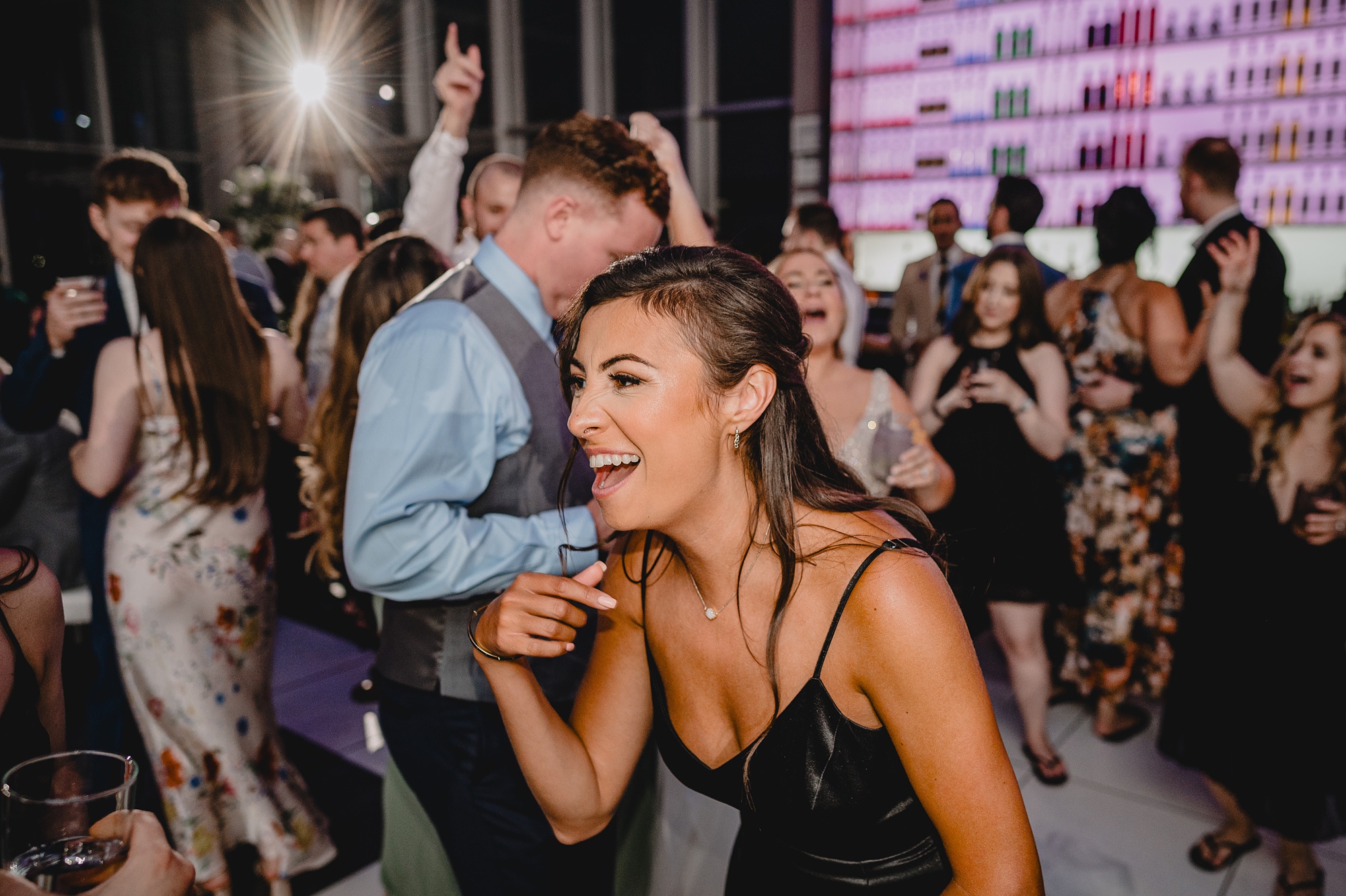 wedding guests dance during Staten Island wedding reception