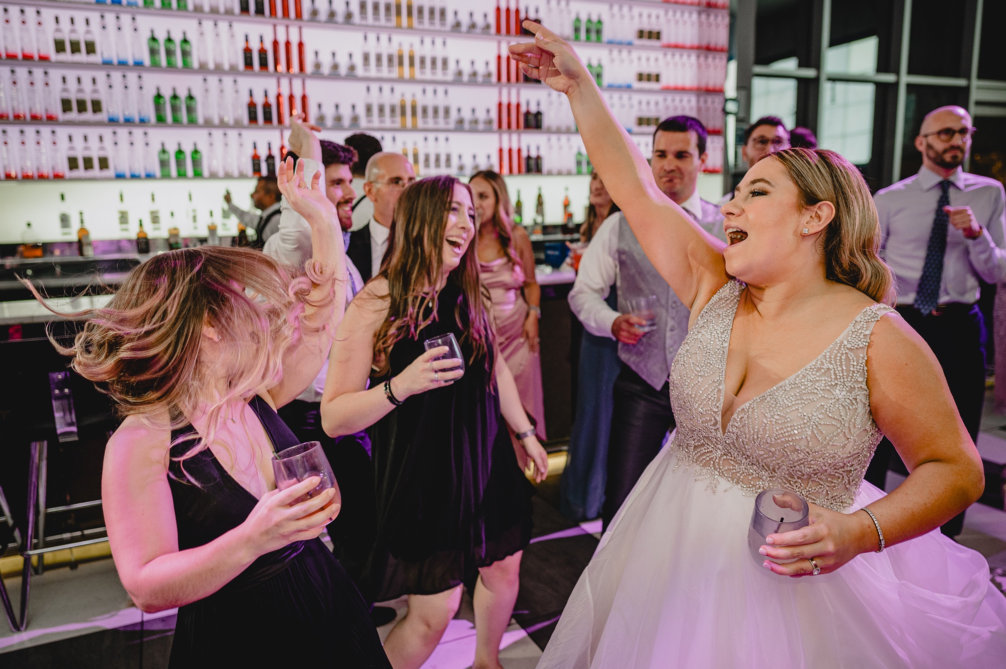 wedding guests dance during Staten Island wedding reception