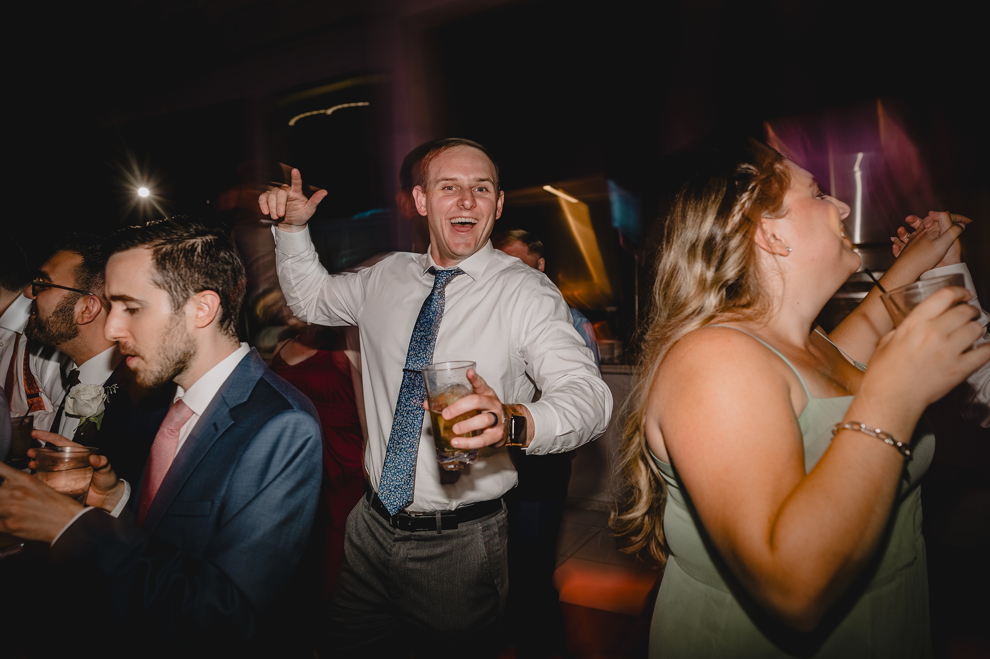 wedding guests dance during Staten Island wedding reception