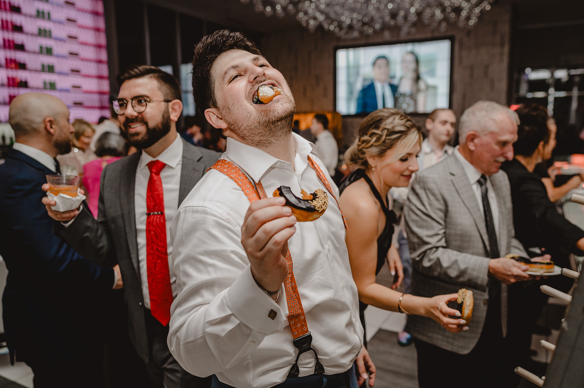 wedding guests dance during Staten Island wedding reception