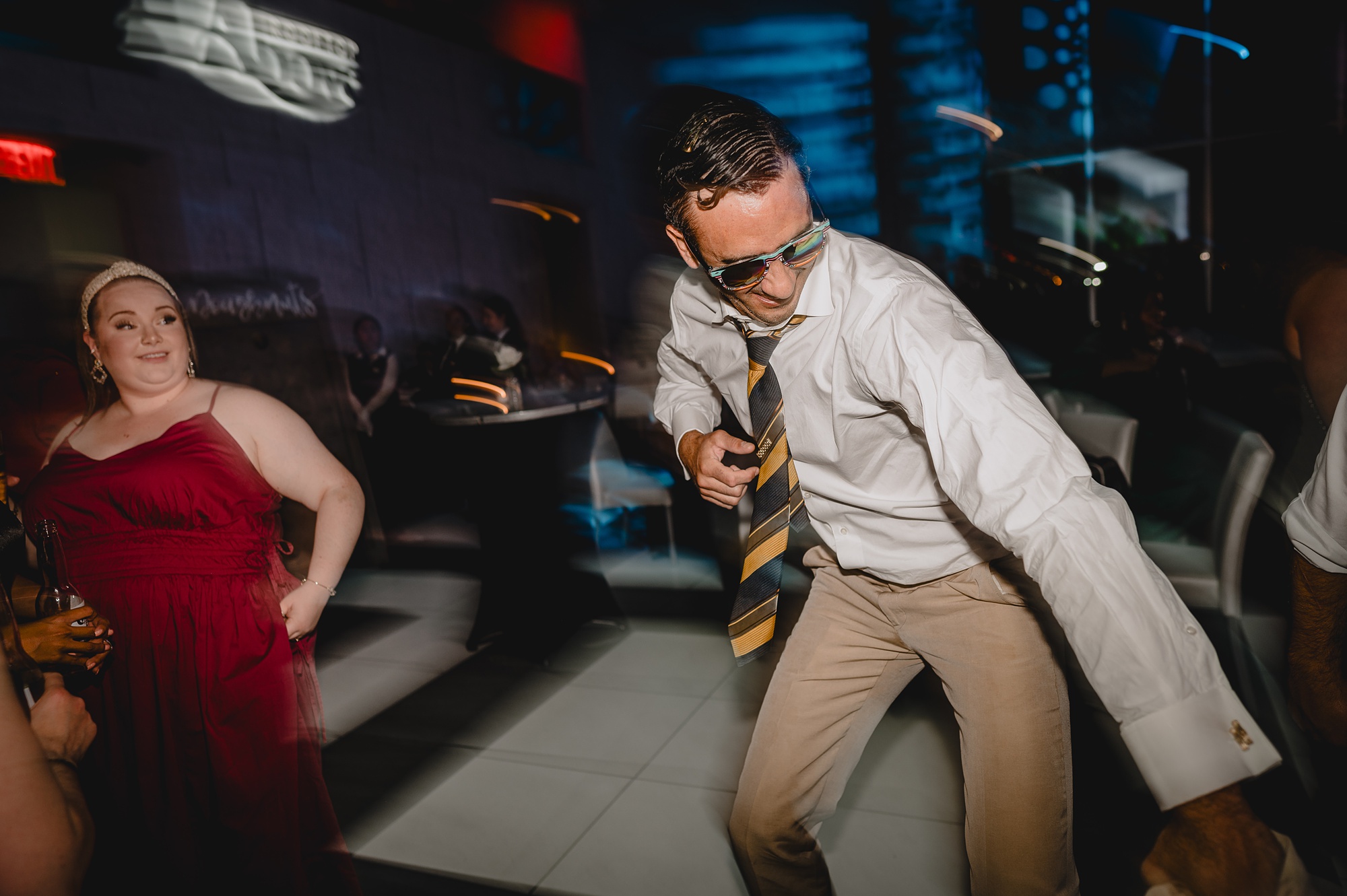 wedding guests dance during Staten Island wedding reception