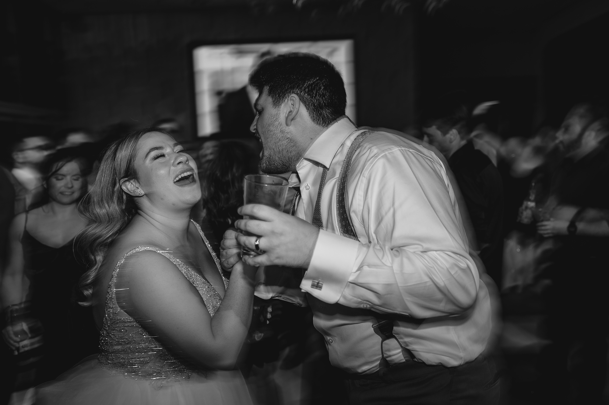 wedding guests dance during Staten Island wedding reception