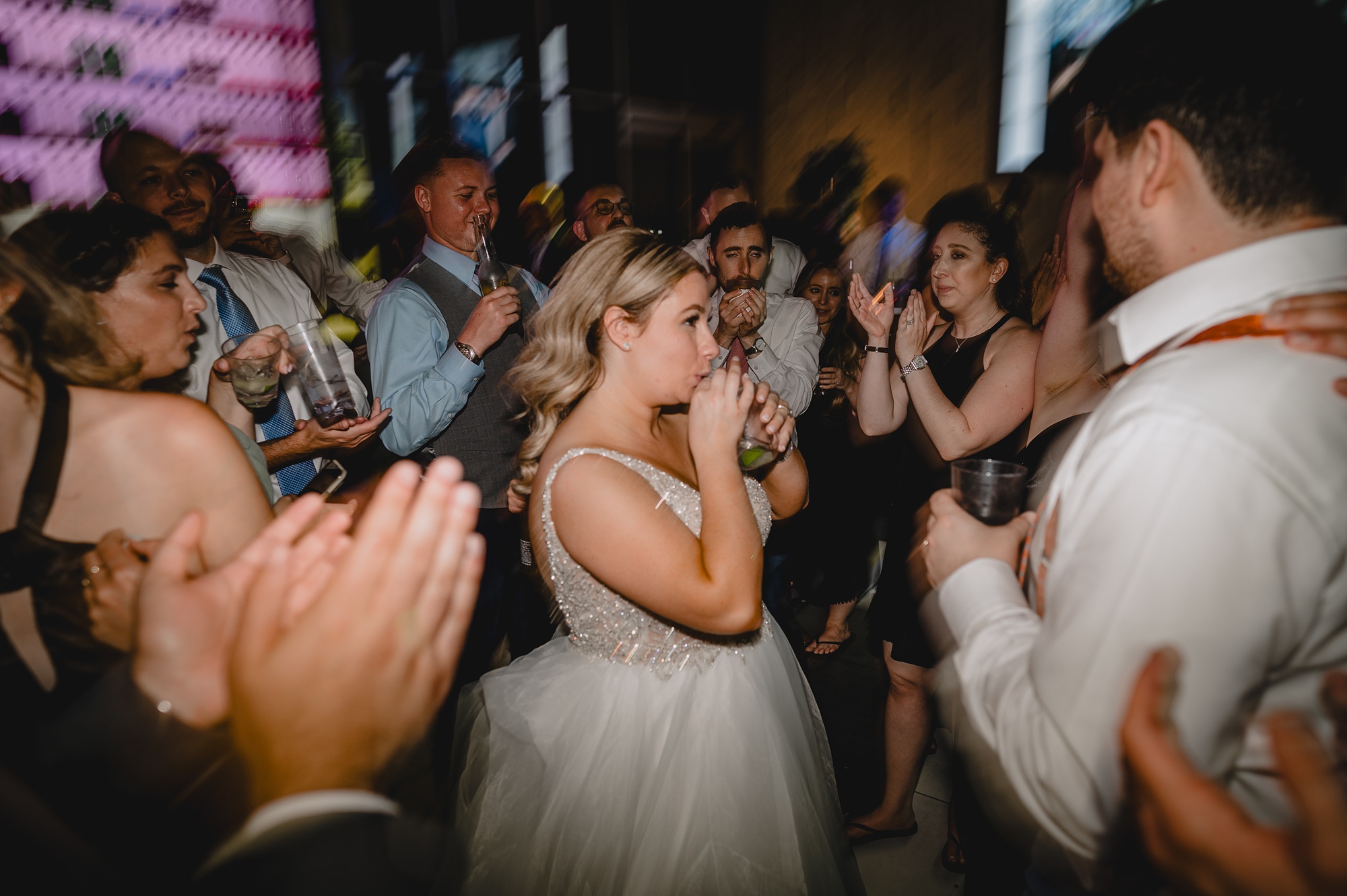 wedding guests dance during Staten Island wedding reception