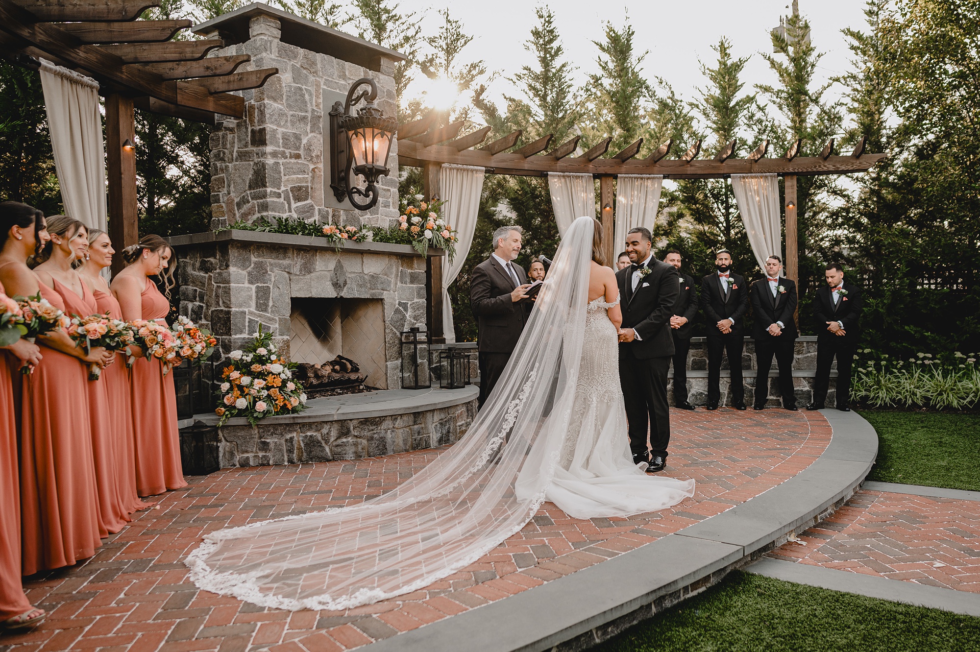 wedding ceremony on brick patio at David's Country Inn