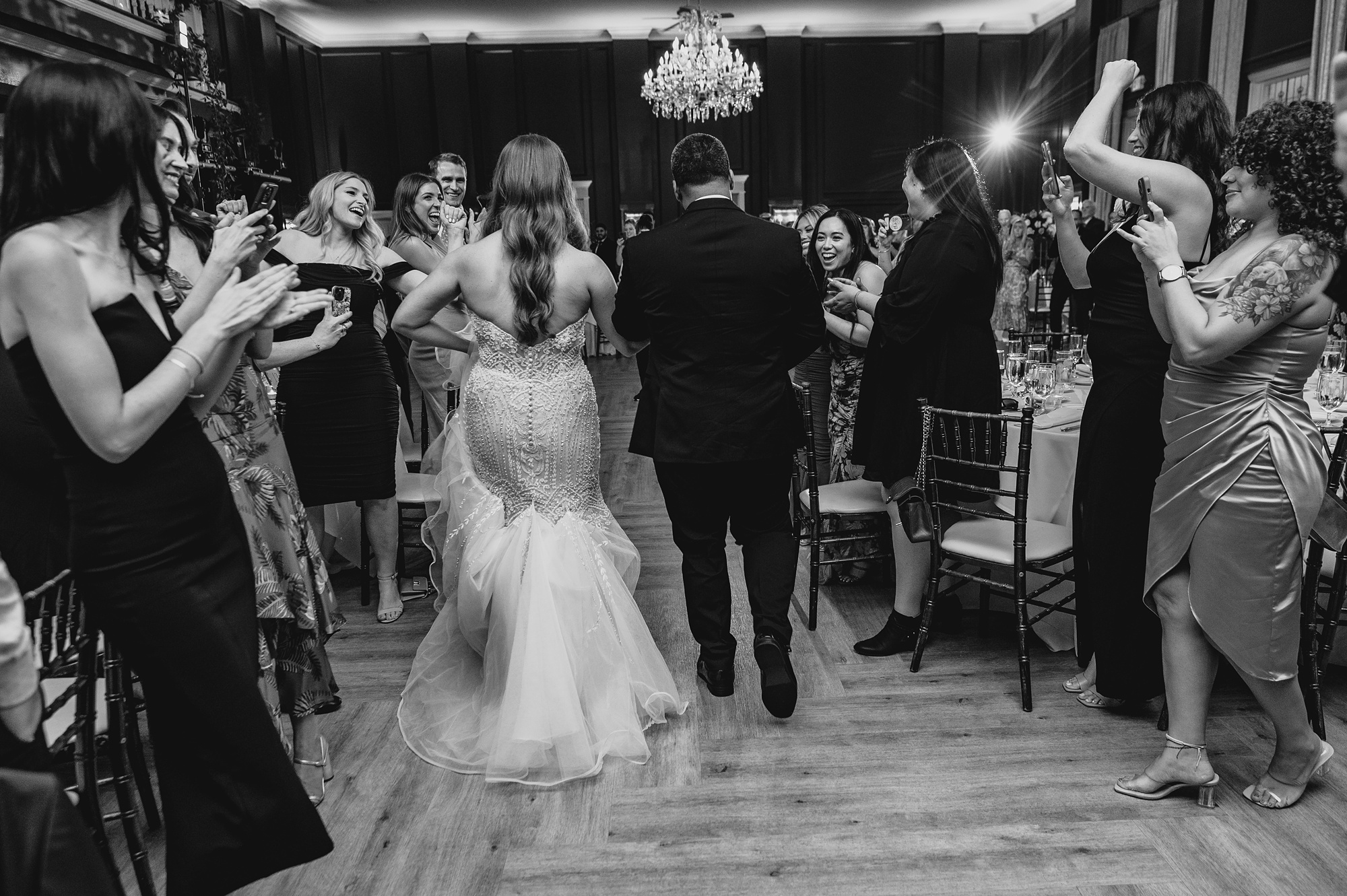 bride and groom walk into receptionDavid's Country Inn