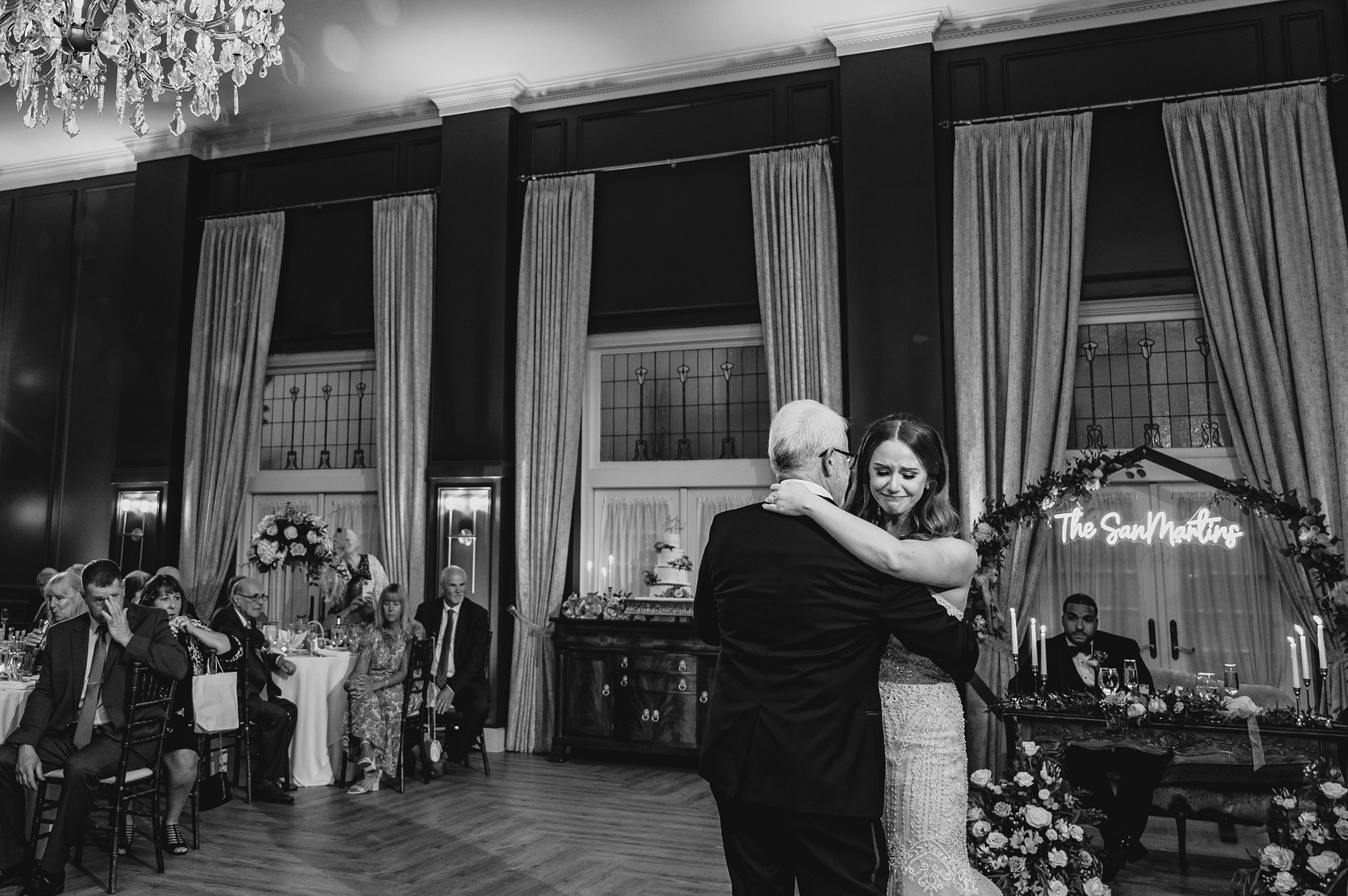 bride hugs dad during dance at David's Country Inn
