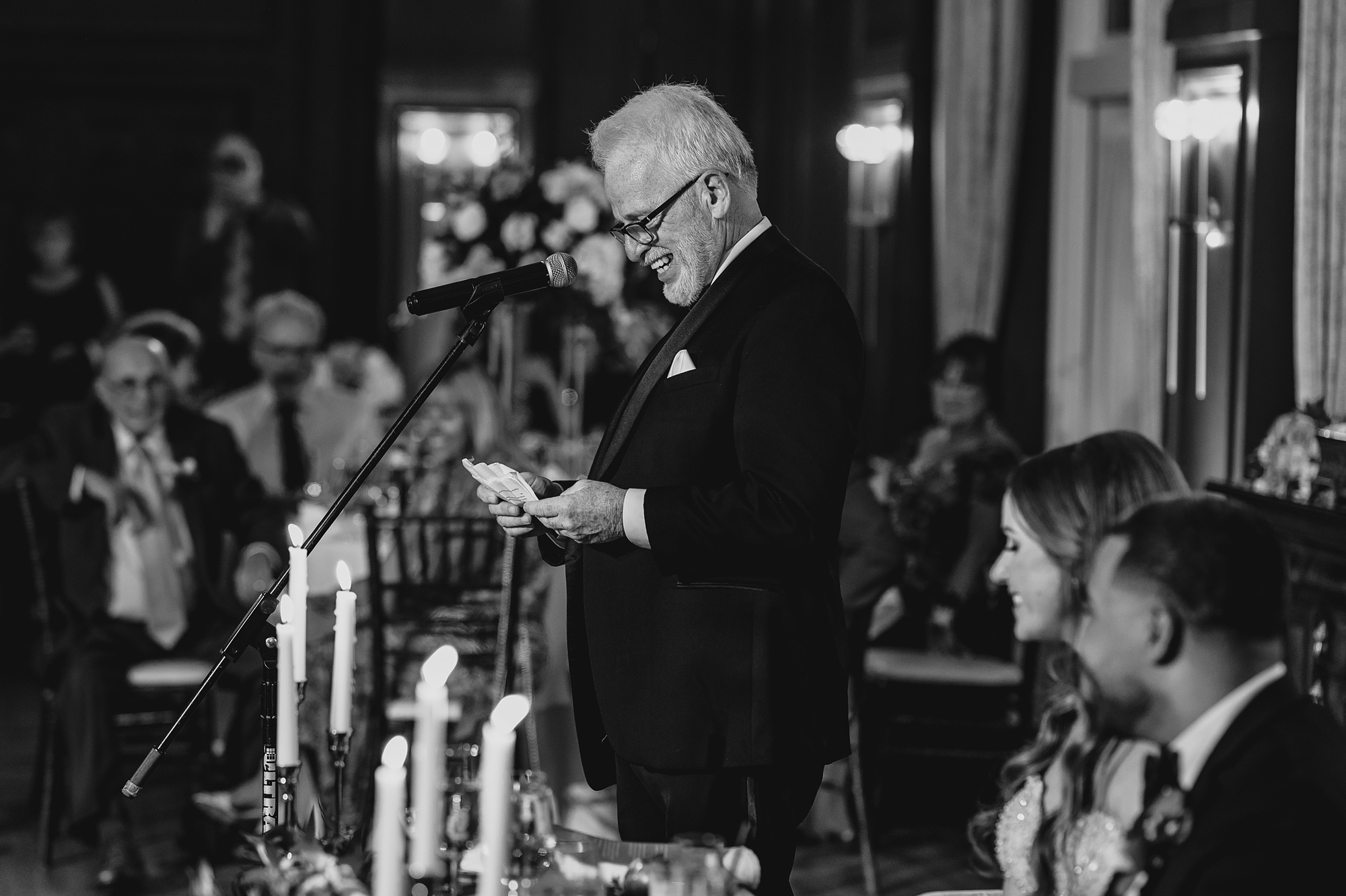 father gives speech during wedding reception at David's Country Inn