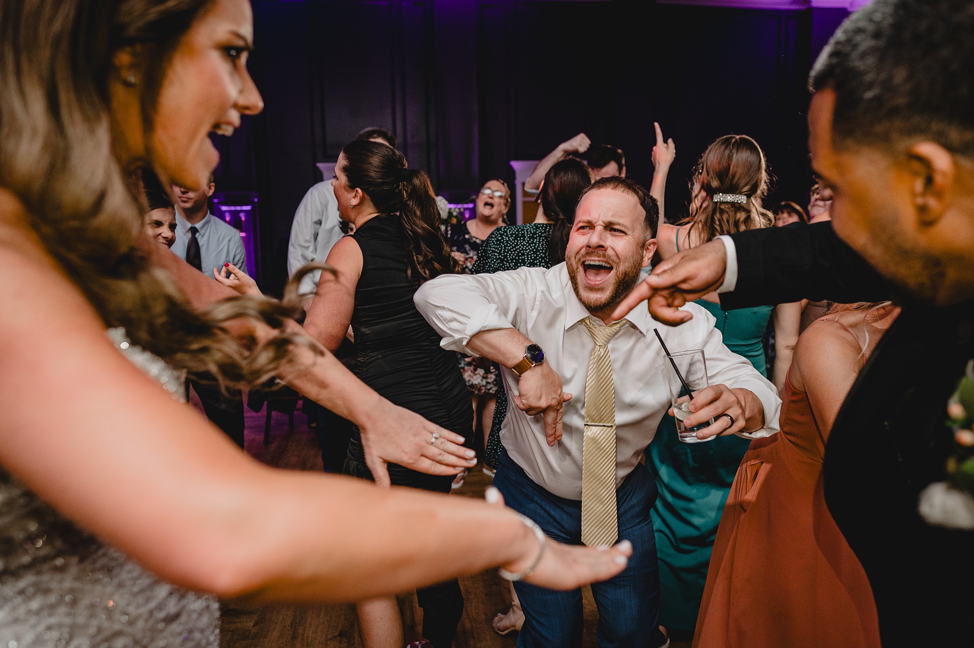 wedding guests dance during Hackettstown NJ wedding reception