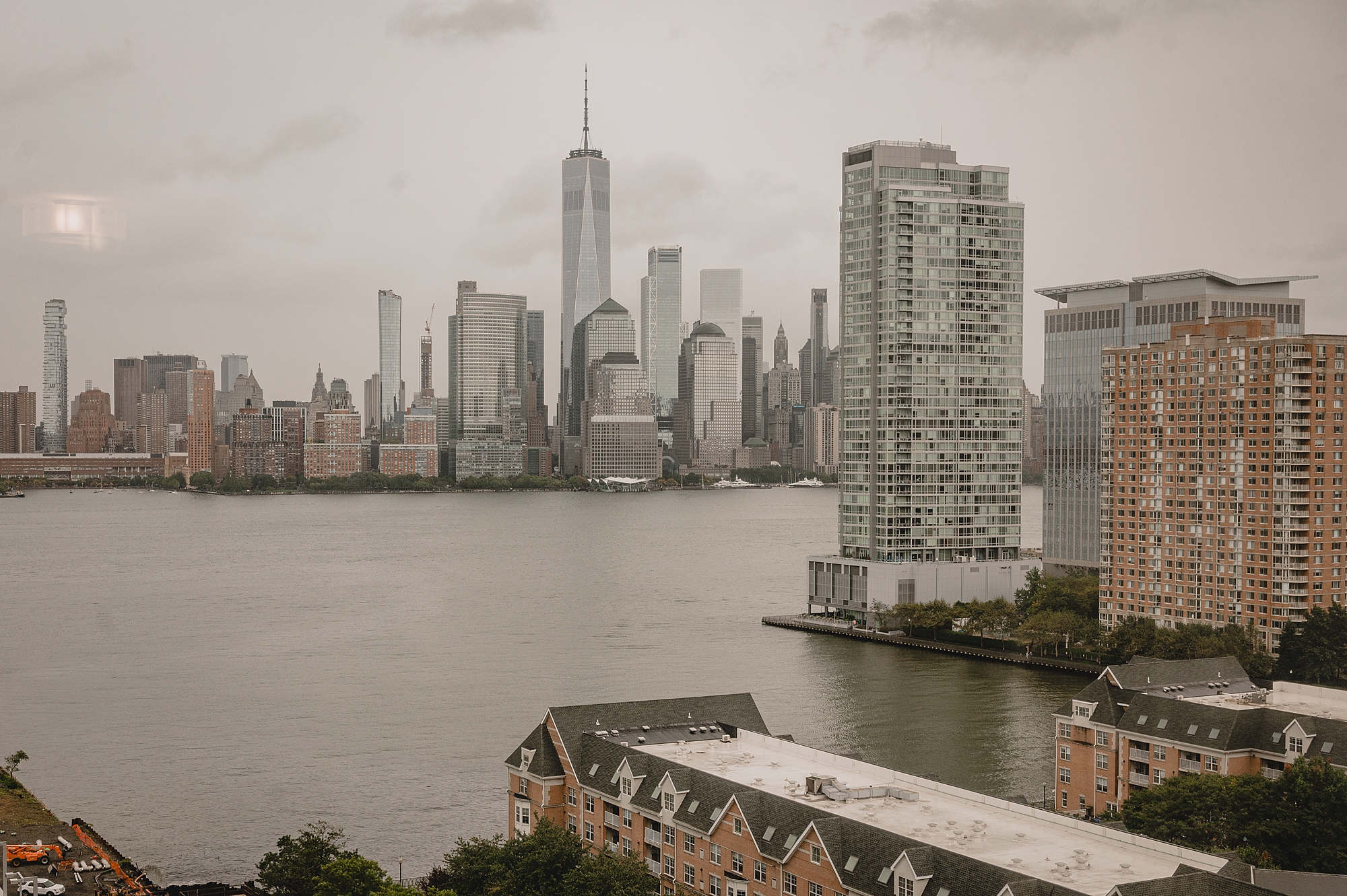 view of Hudson River from Jersey City hotel