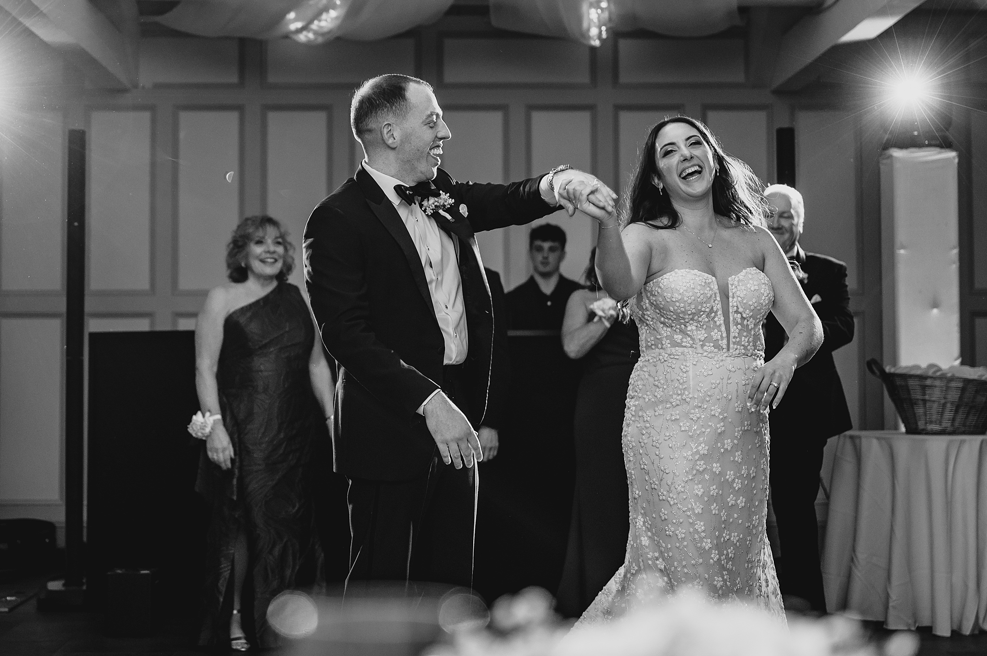 bride and groom dance together during the Liberty House wedding reception