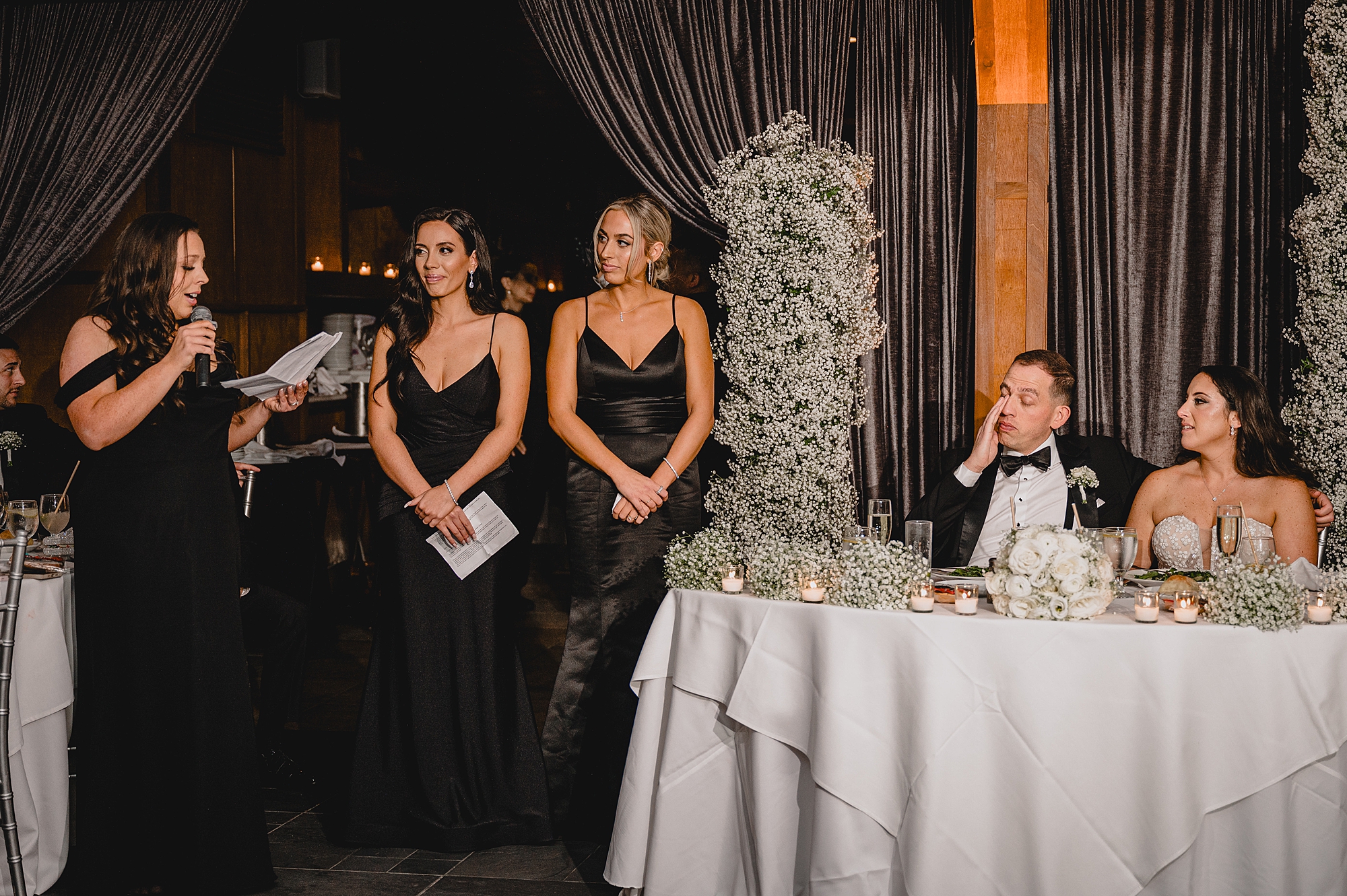 bridesmaids give toast for reception at the Liberty House