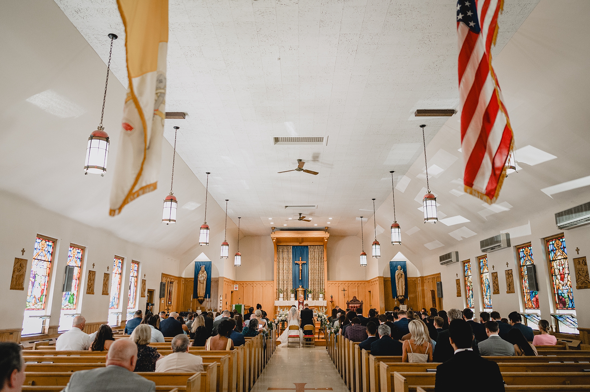 newlyweds exchange vows during traditional church ceremony