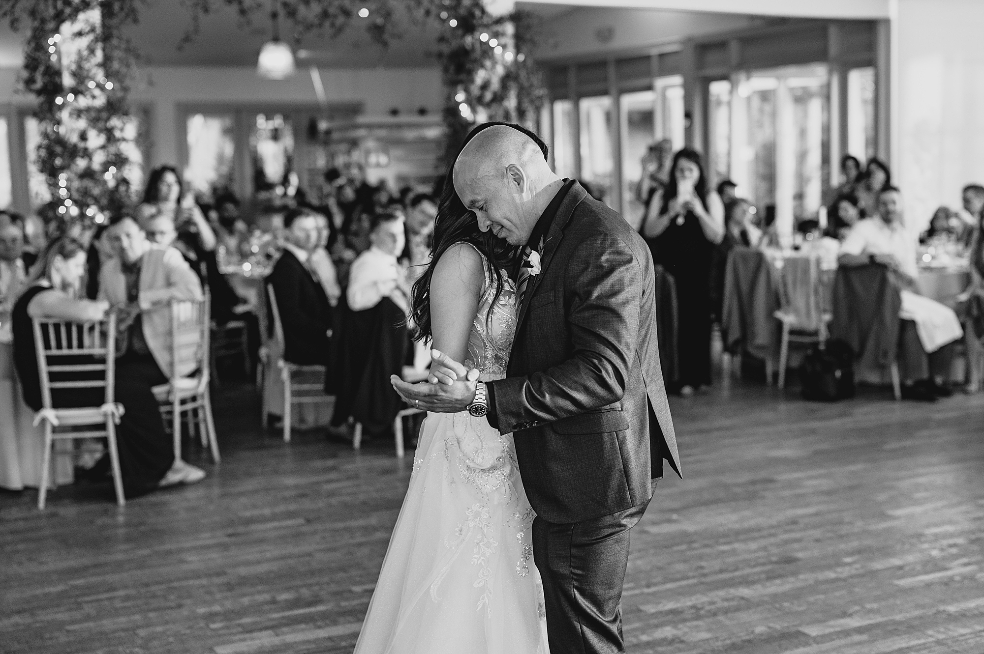 bride and dad dance during Hudson NY wedding reception
