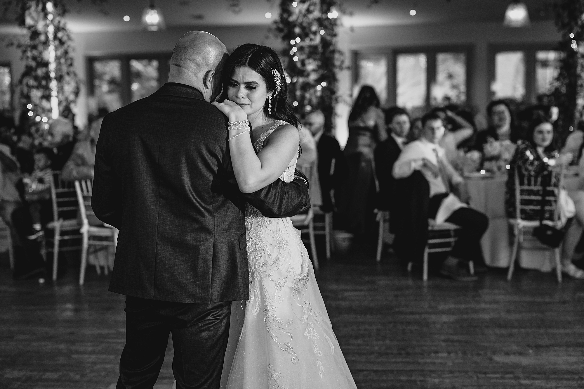 bride and dad dance during Hudson NY wedding reception