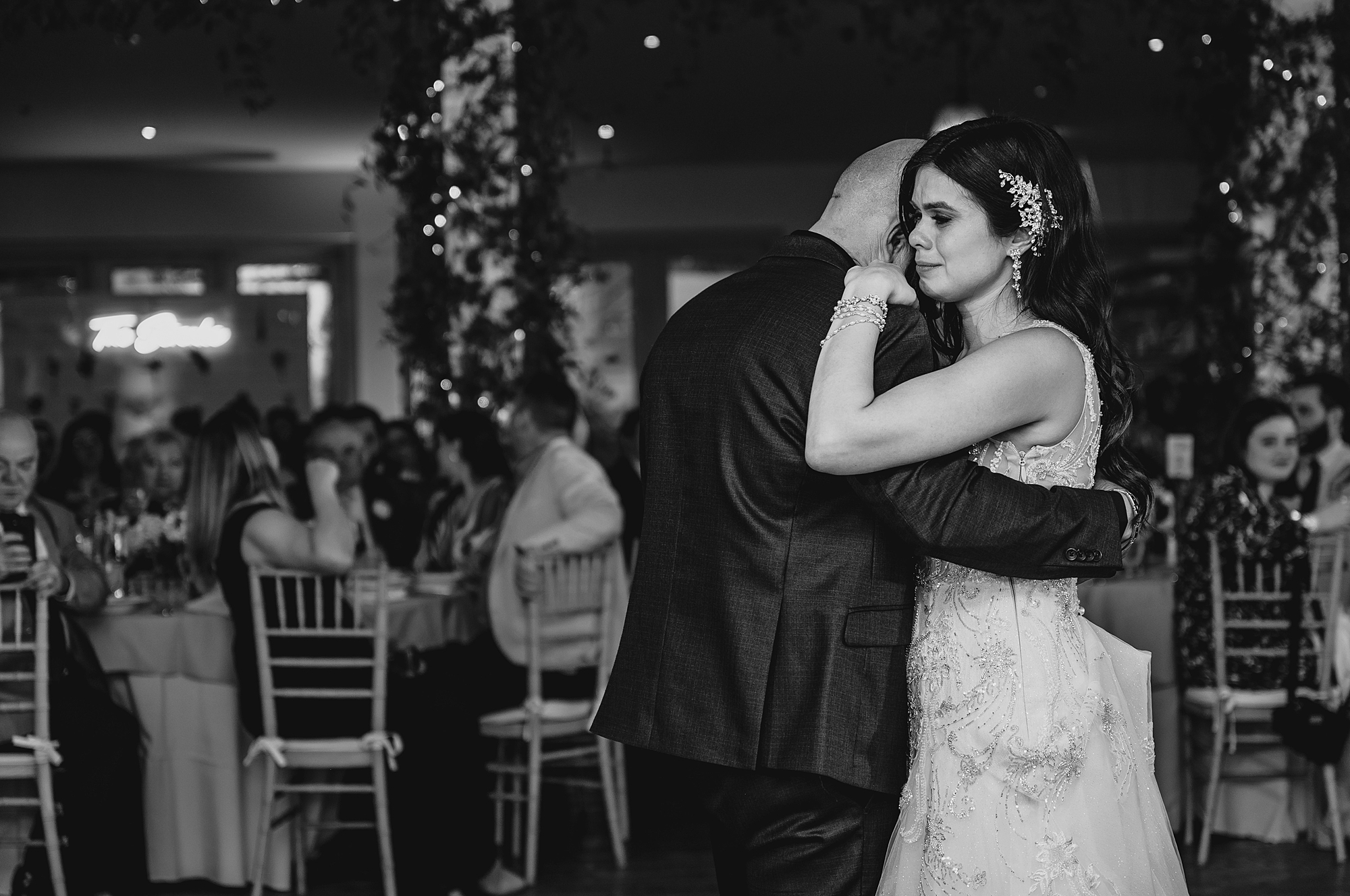 bride and dad dance during Hudson NY wedding reception