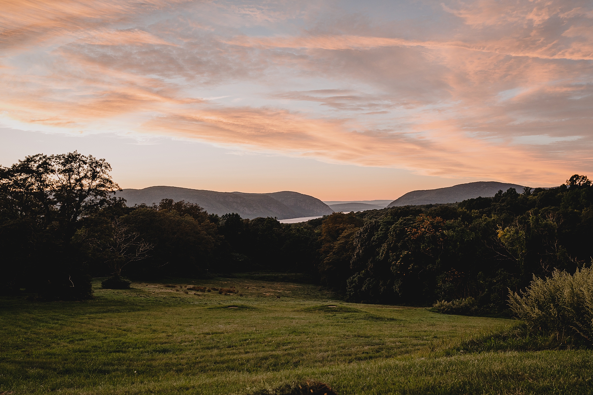 sunset on Hudson Valley in New York