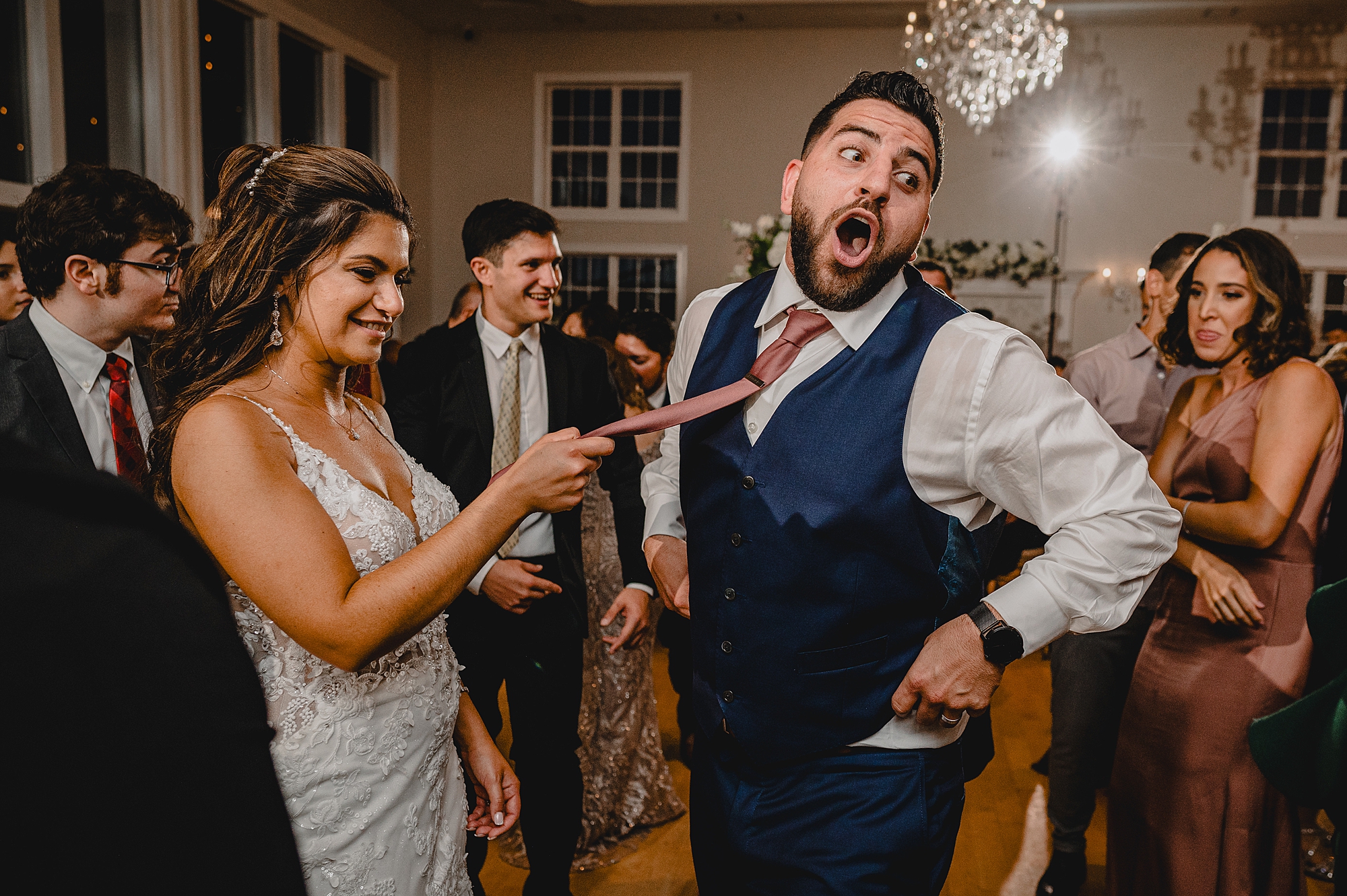 bride and groom dance together at Sparta NJ wedding reception