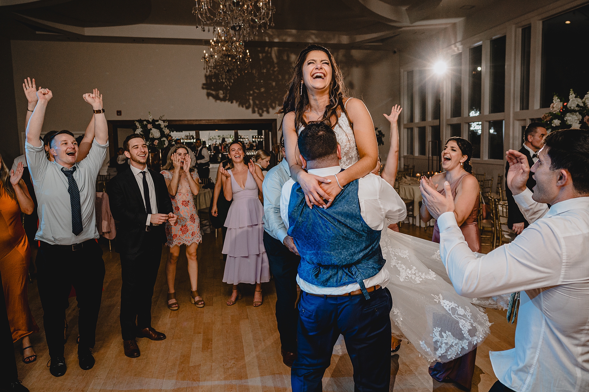 wedding guests dance at Sparta NJ wedding reception