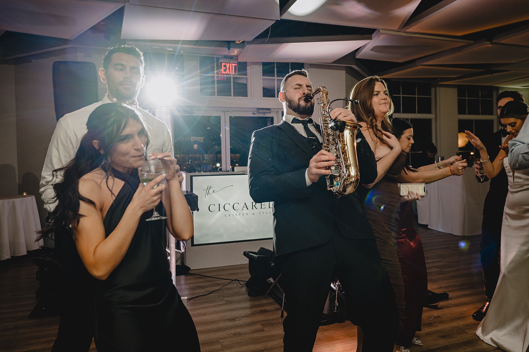 live band performs during wedding reception