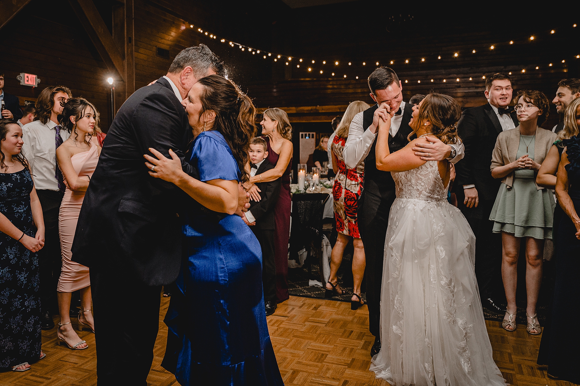 wedding guests dance during Cortlandt, NY reception