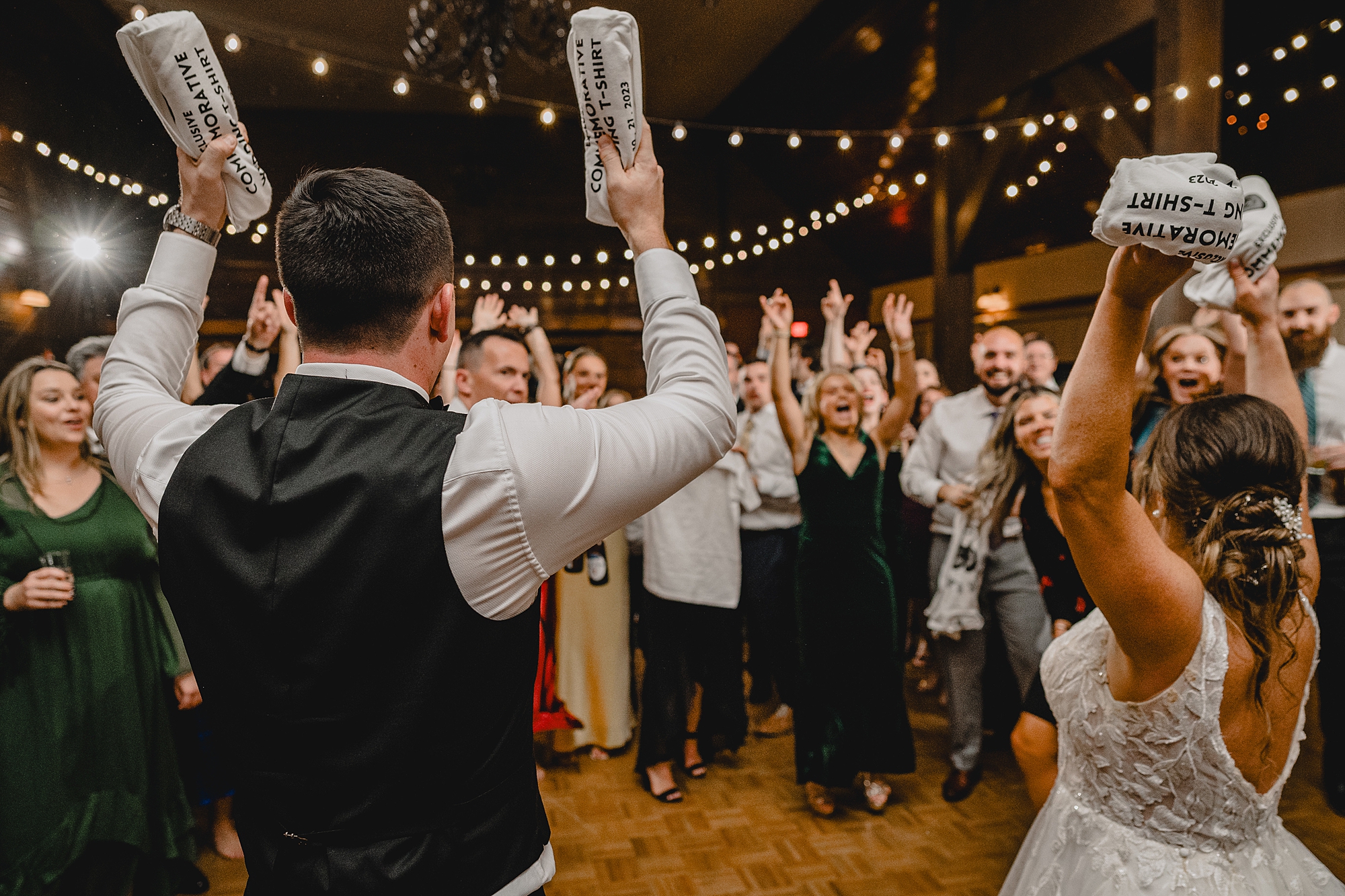 wedding guests dance during Cortlandt, NY reception