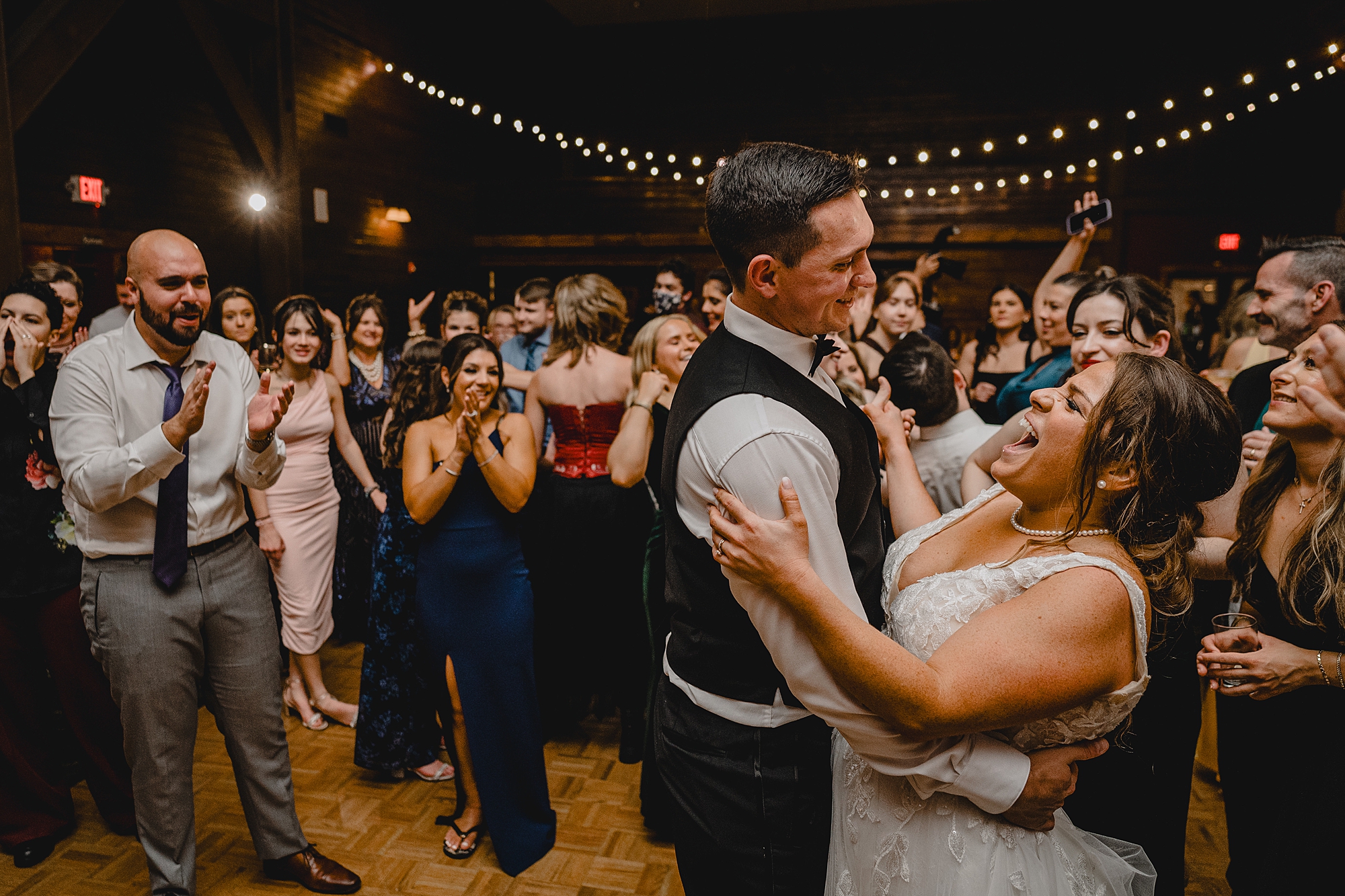 bride and groom dance during Cortlandt, NY reception