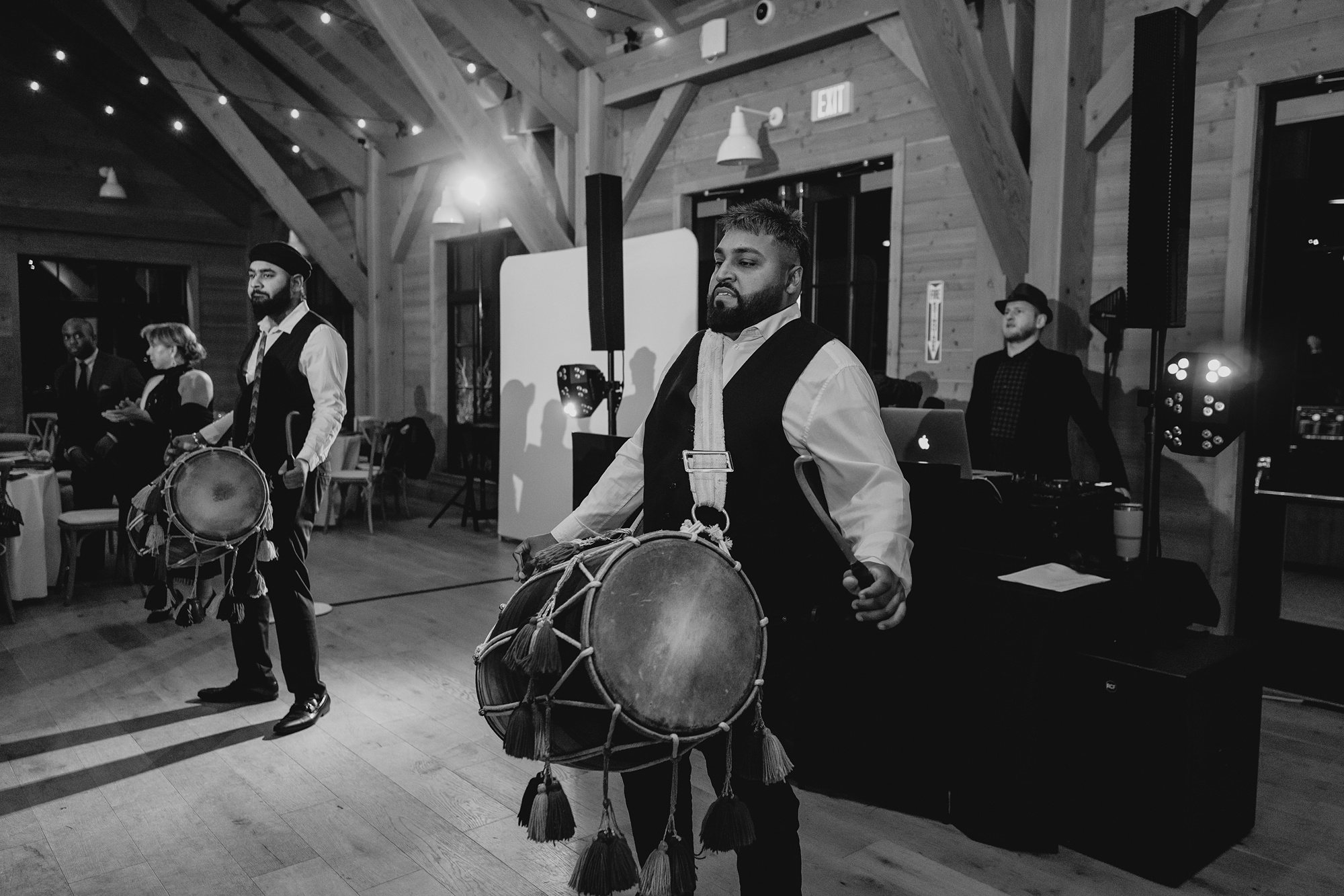 man plays drum during NJ wedding reception 