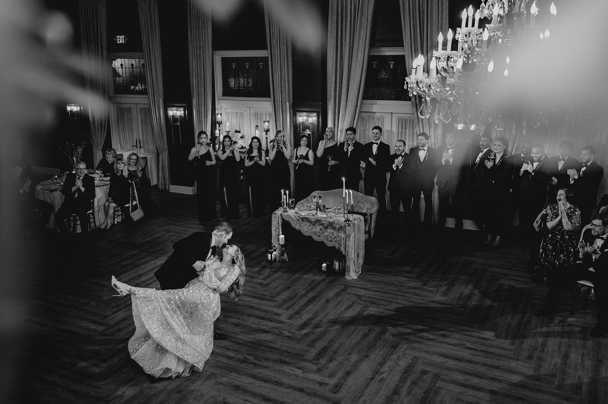 bride and groom dance together during New Jersey wedding reception