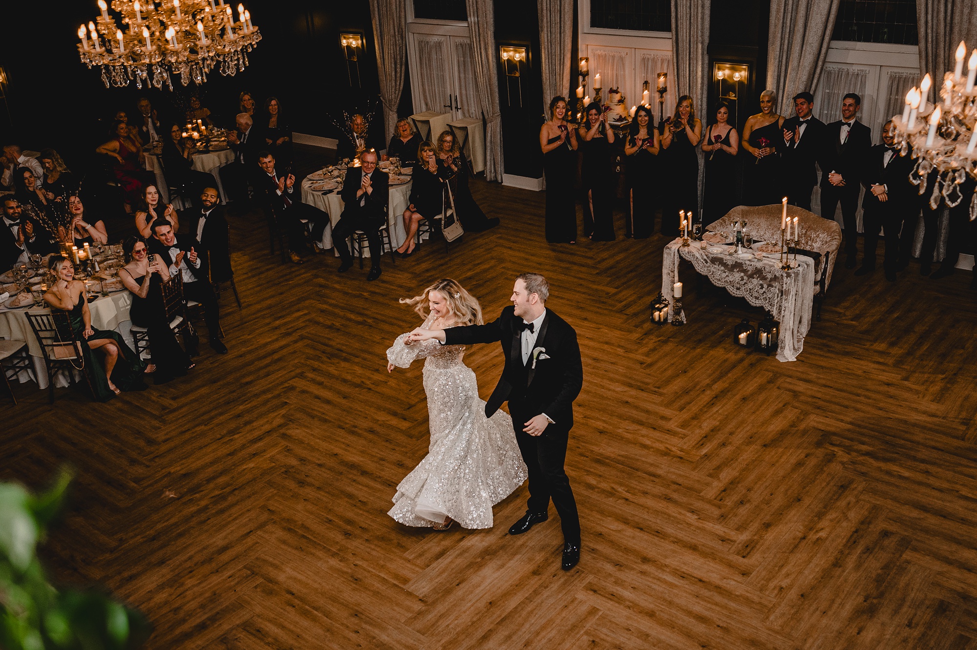 bride and groom dance together during New Jersey wedding reception