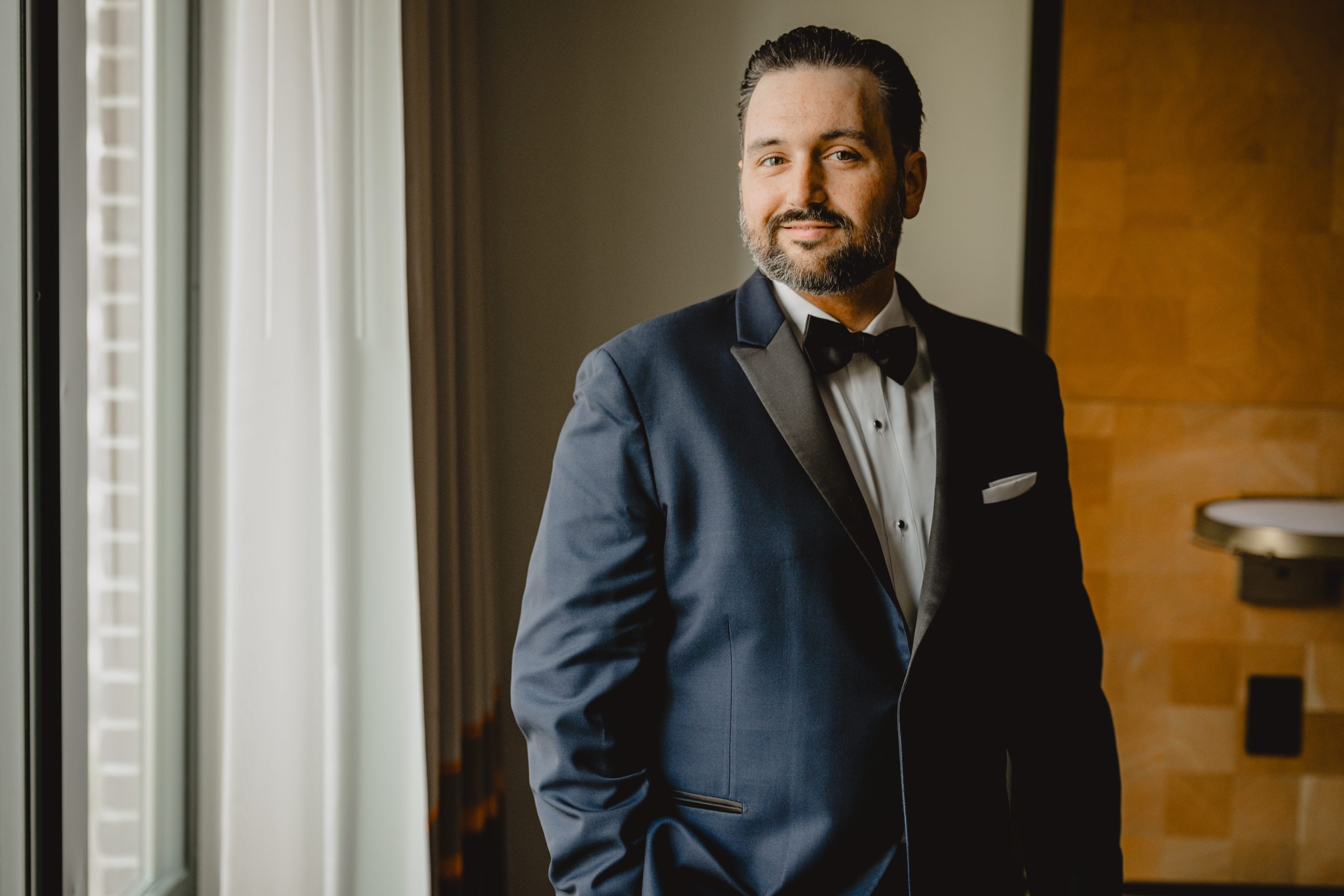 Groom's portrait before a wedding at Maritime Parc.