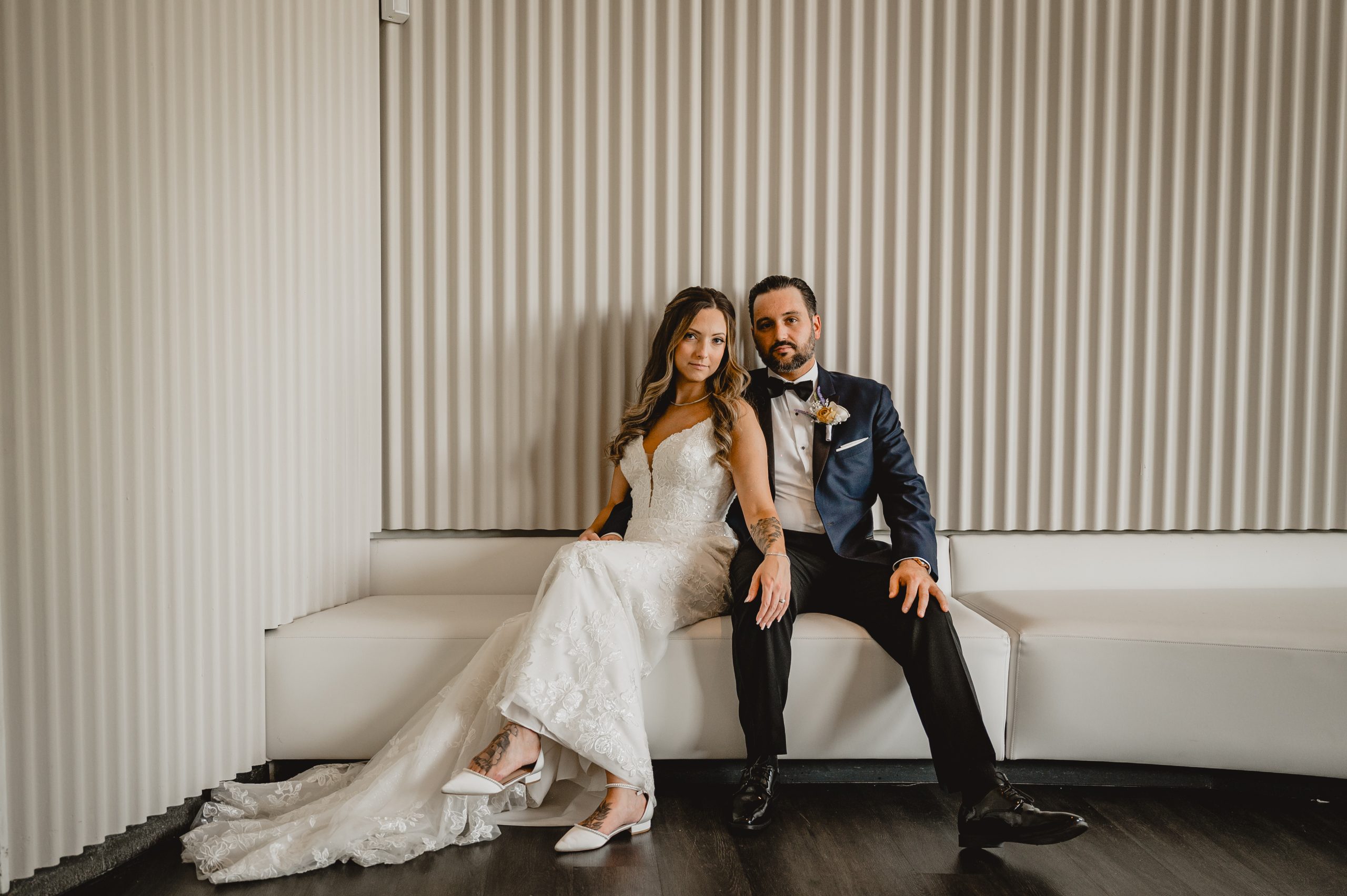 Couple sitting before their wedding at Maritime Parc.