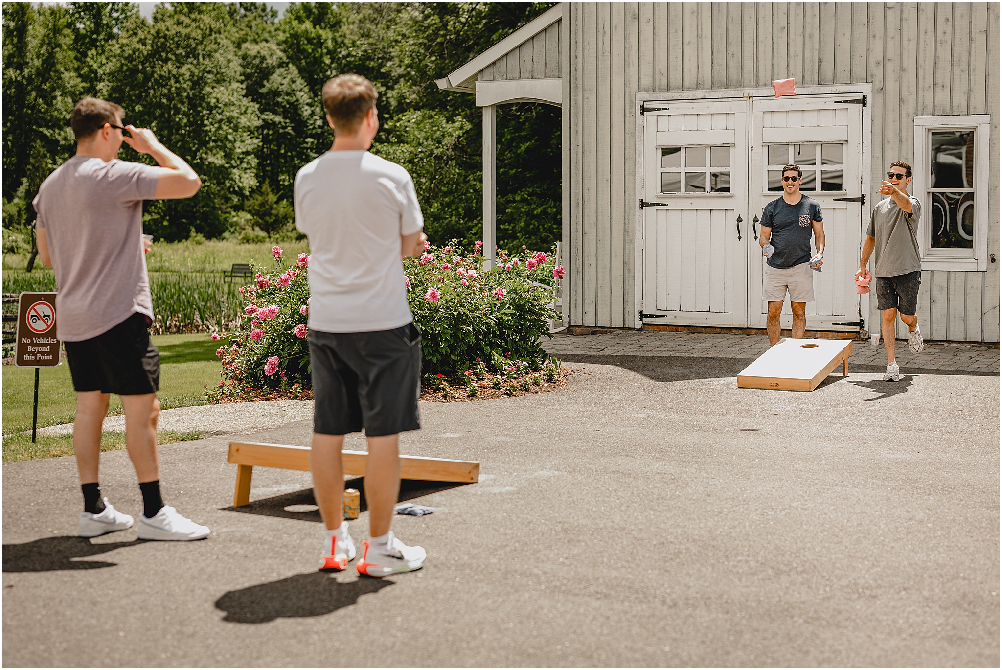Perona Farms Reserve wedding, corn hole Carriage House