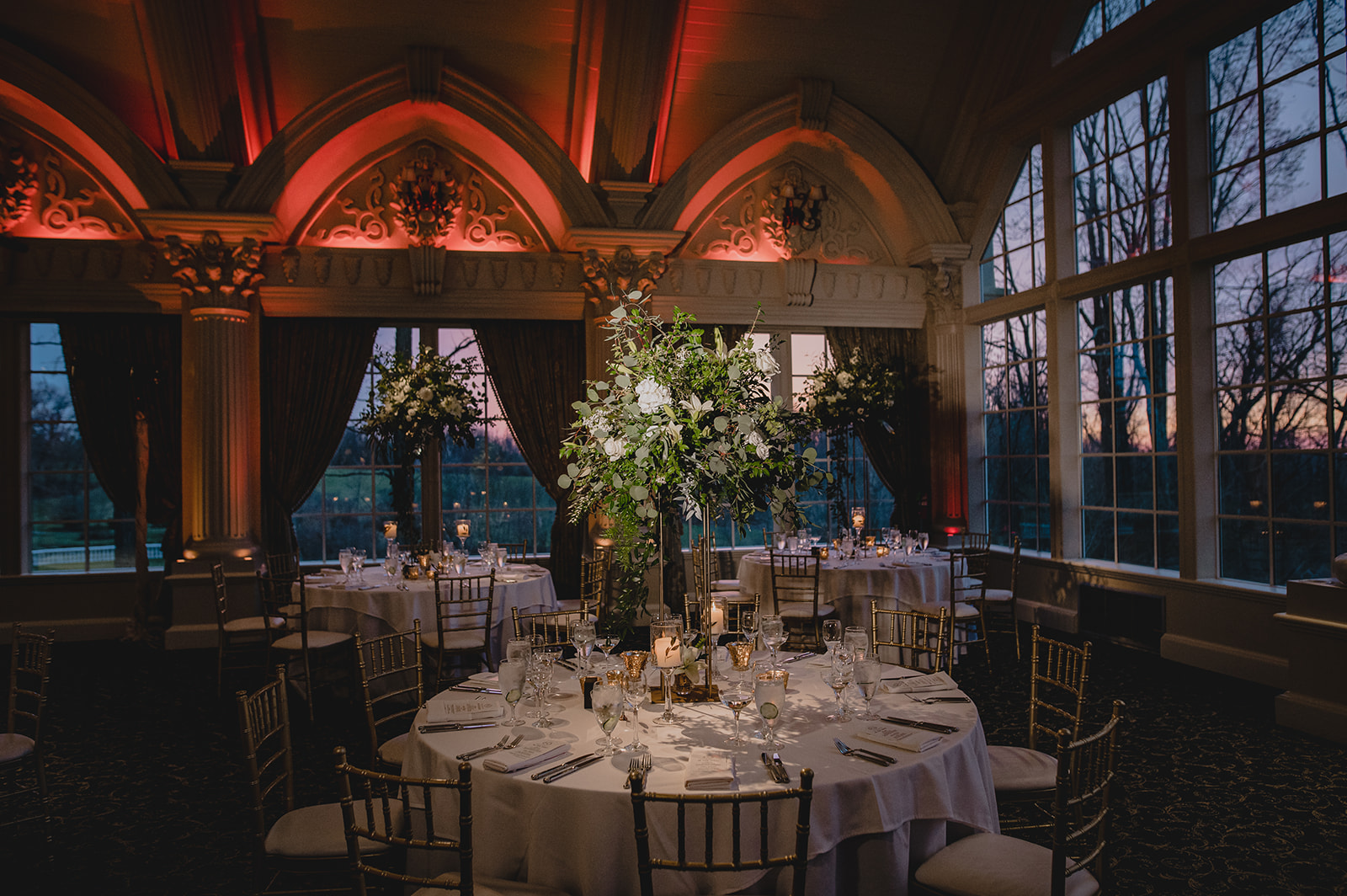 wedding reception in the grand ballroom at Ashford Estate