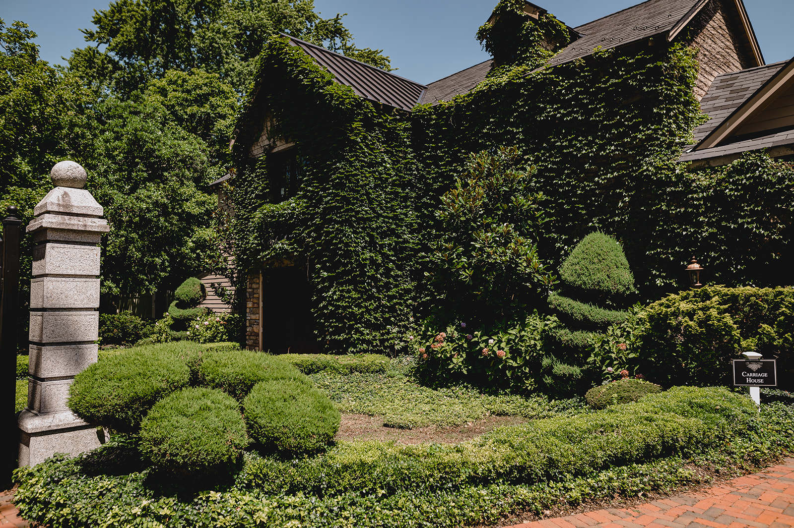 ivy covered walls and building inside Ashford Estate gardens 