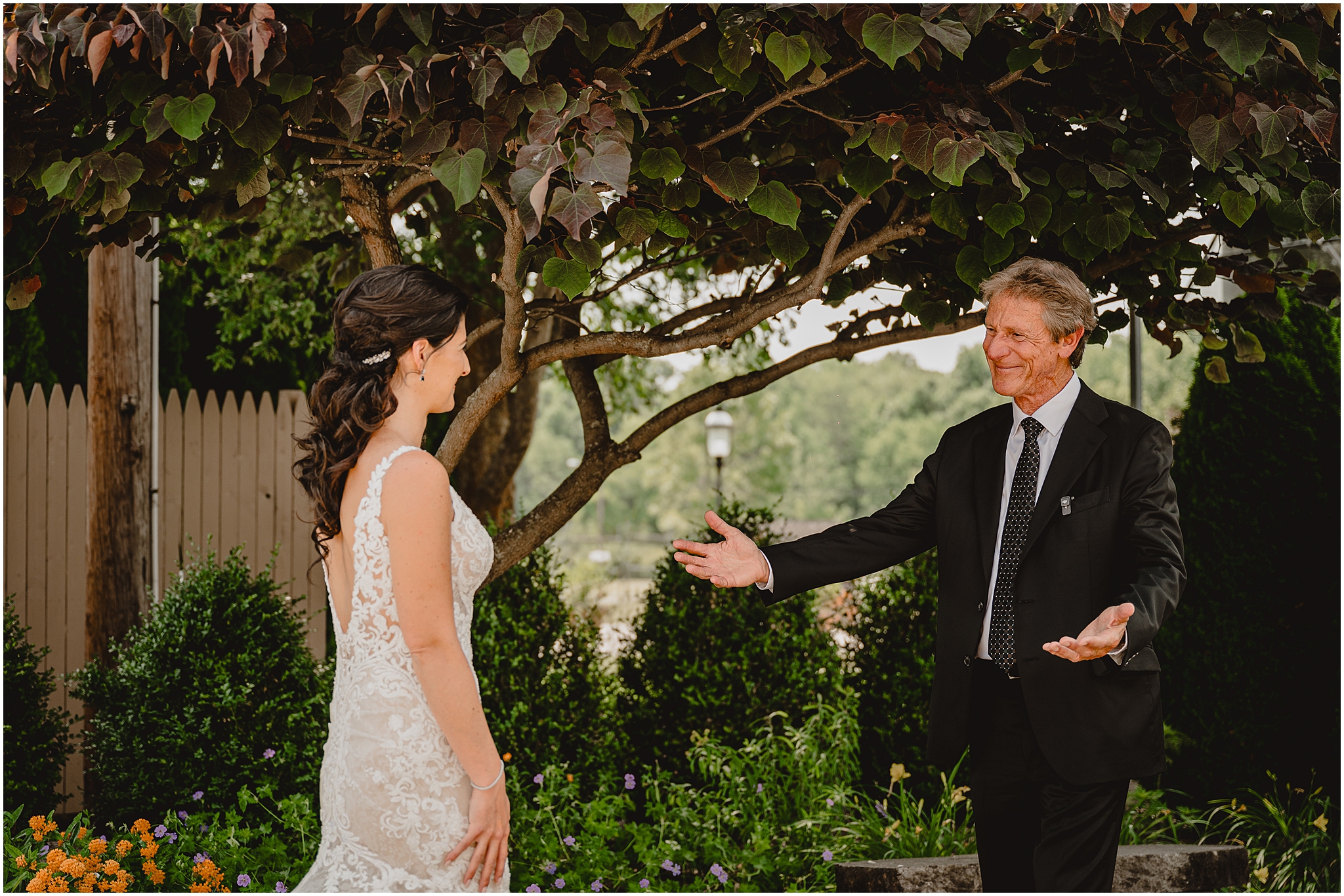 bride and dad have first look at the Conservatory in New Jersey