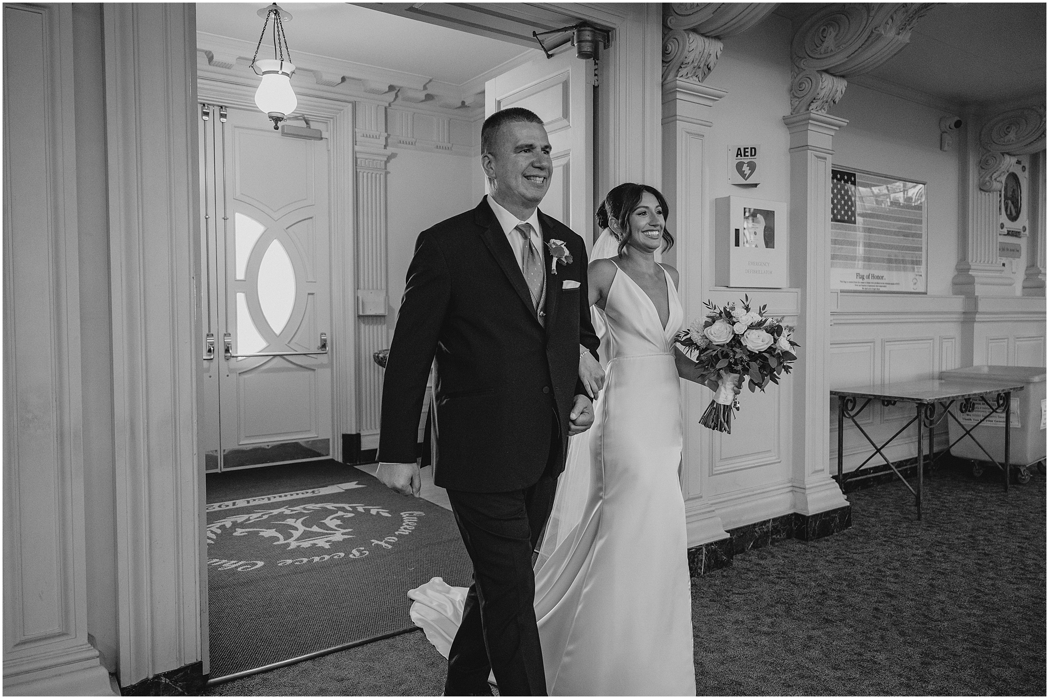 father walks bride down aisle in Jersey City church