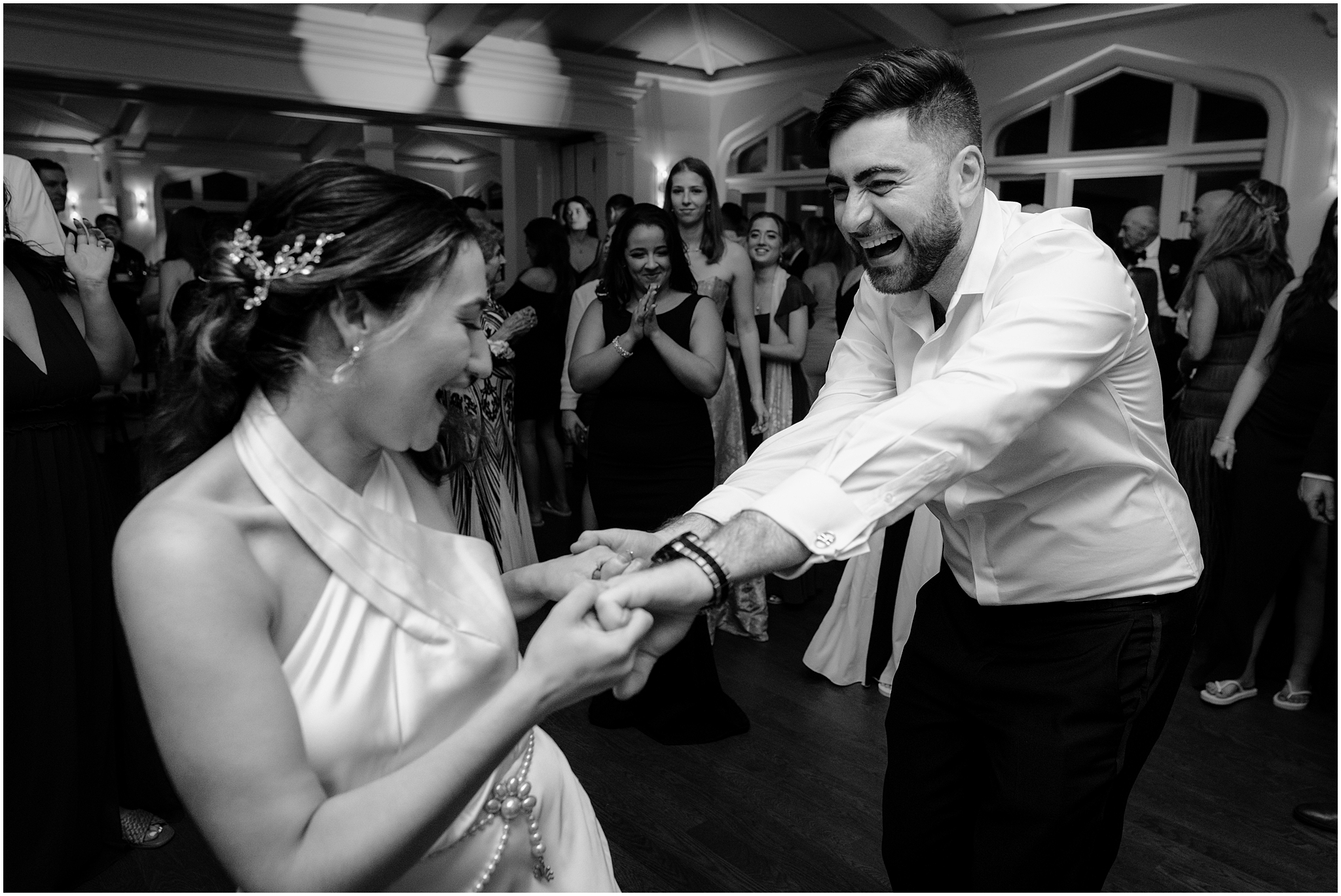 bride and groom dance together during reception in NYC
